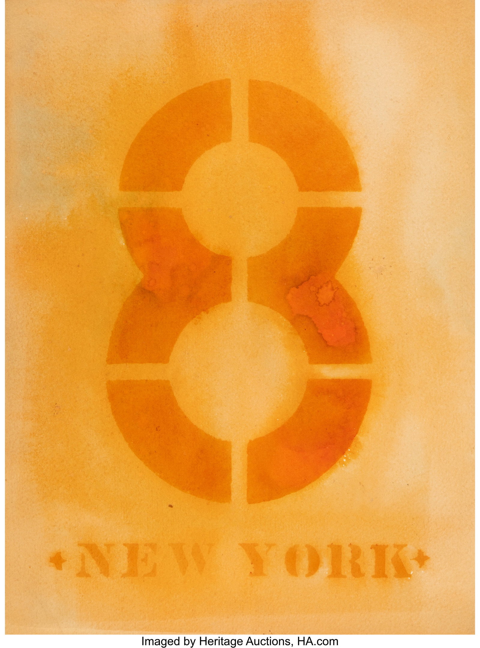 Robert Indiana (American, 1928-2018) Spray Paint: Robert Indiana (American, 1928-2018) Spray Painted 8, 2017 Spray paint on wove paper 12 x 9 inches (30.5 x 22.9 cm) (sheet) Signed and inscribed