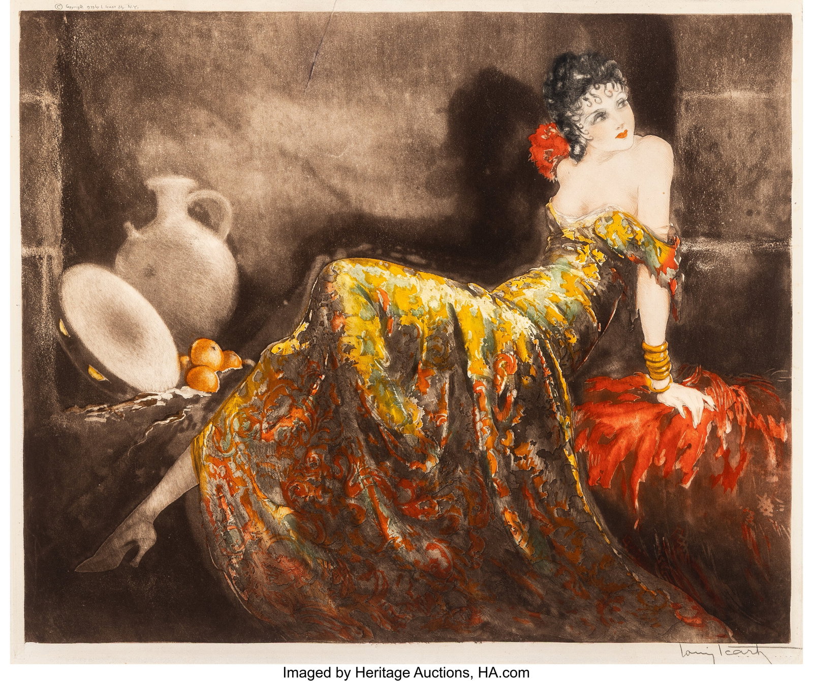 Louis Icart Gay Señorita, 1939 Etching with han (1 of 2)