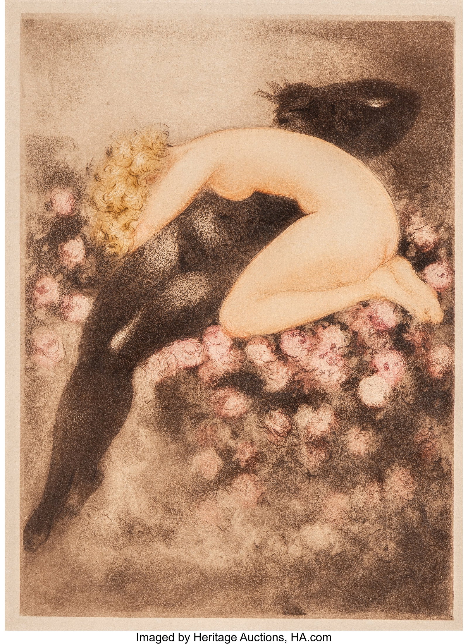 Louis Icart One Work from Les Amours de Psyché : Louis Icart One Work from Les Amours de Psyché et de Cupidon, 1949 Etching with handcoloring on wove paper 9 x 6-1/2 inches (22.9 x 16.5 cm) (sight) 