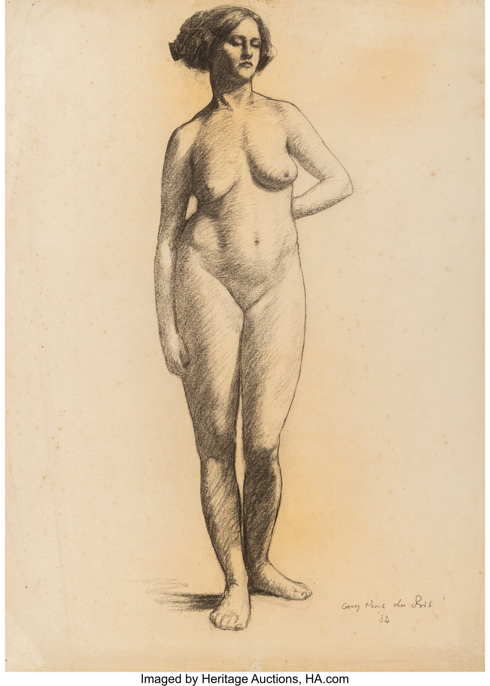 Guy Pène Du Bois (American, 1884-1958) Standing: Guy Pène Du Bois (American, 1884-1958) Standing Female Nude, 1932 Charcoal on paper 24-1/4 x 17-3/8 inches (61.5 x 44.2 cm) (sheet&rpa