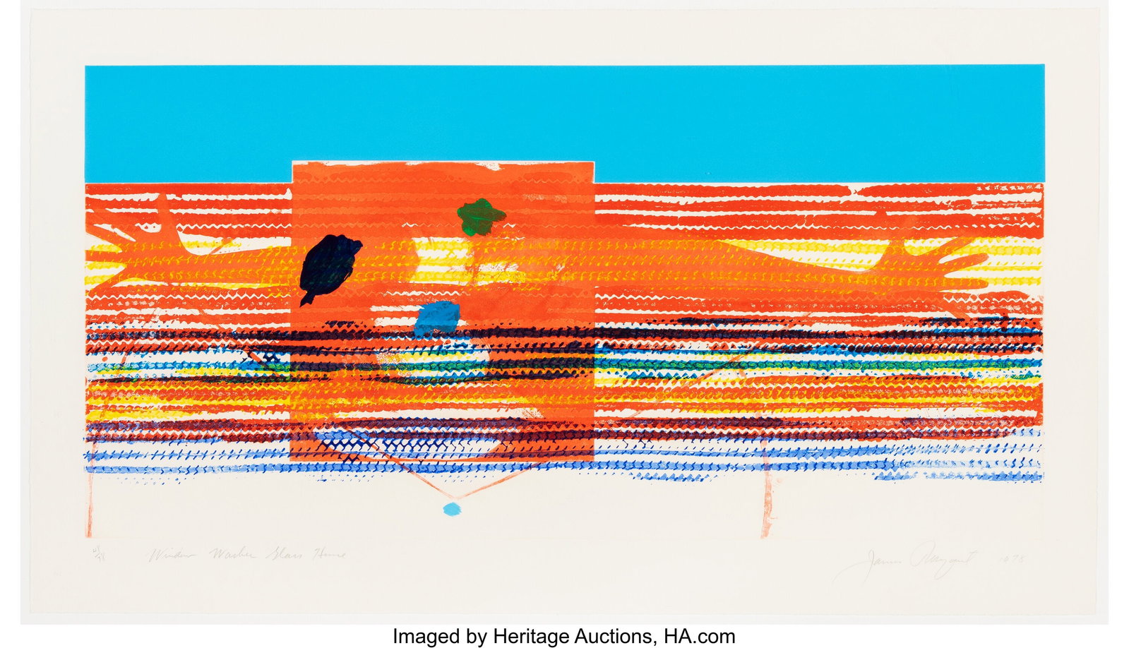 James Rosenquist (1933-2017) Window Washer Glass: James Rosenquist (1933-2017) Window Washer Glass House, 1978 Intaglio in colors and relief print with embossing and hand-coloring applied with a rubber tire on Pescia Italia 22-3/4