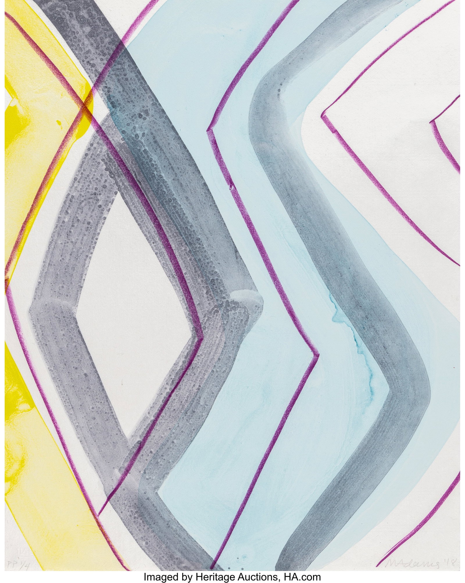 Marina Adams (b. 1960) Untitled 2, 2018 Lithogra: Marina Adams (b. 1960) Untitled 2, 2018 Lithograph in colors on wove paper 19-7/8 x 15-3/8 inches (50.5 x 39.1 cm) (sheet) P.P&p