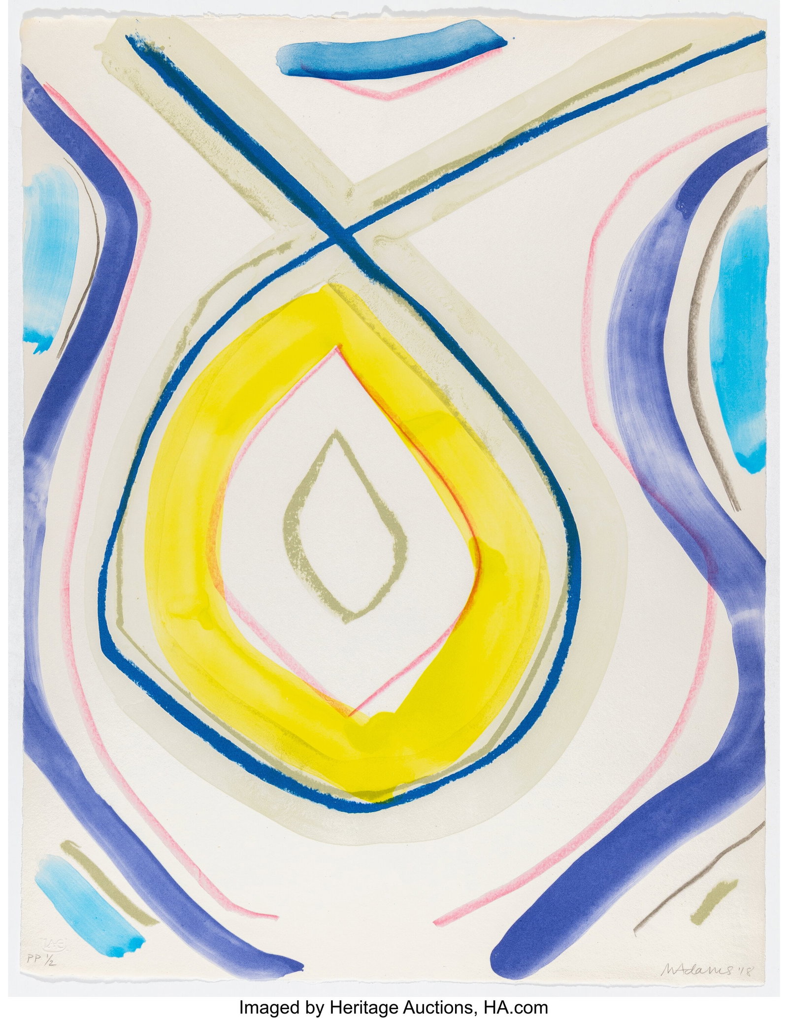 Marina Adams (b. 1960) Untitled 3, 2018 Lithogra: Marina Adams (b. 1960) Untitled 3, 2018 Lithograph in colors on wove paper 22-3/8 x 17-5/8 inches (56.8 x 44.8 cm) (sheet) P.P&p