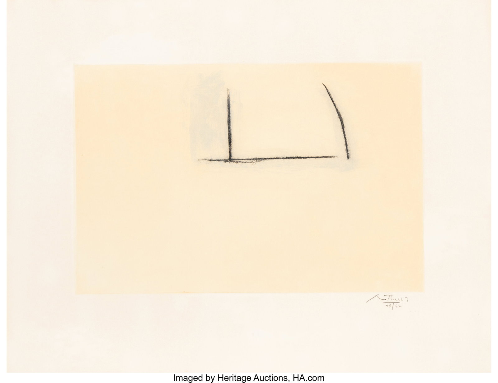 Robert Motherwell (1915-1991) Naples Yellow Open: Robert Motherwell (1915-1991) Naples Yellow Open, 1984 Aquatint, soft-ground etching, and lift-ground etching in colors on German Etching paper 11-3/4 x 17-3/4 inch