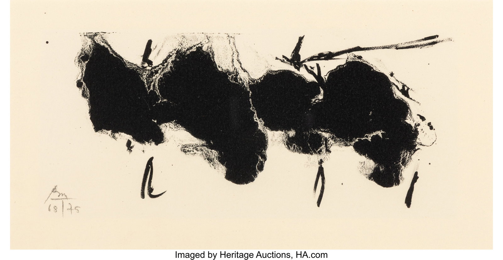 Robert Motherwell (1915-1991) Altamira Elegy, 19: Robert Motherwell (1915-1991) Altamira Elegy, 1980 Etching and aquatint on Arches paper 9 x 11-7/8 inches (22.9 x 30.2 cm) (sheet) Ed. 68&s