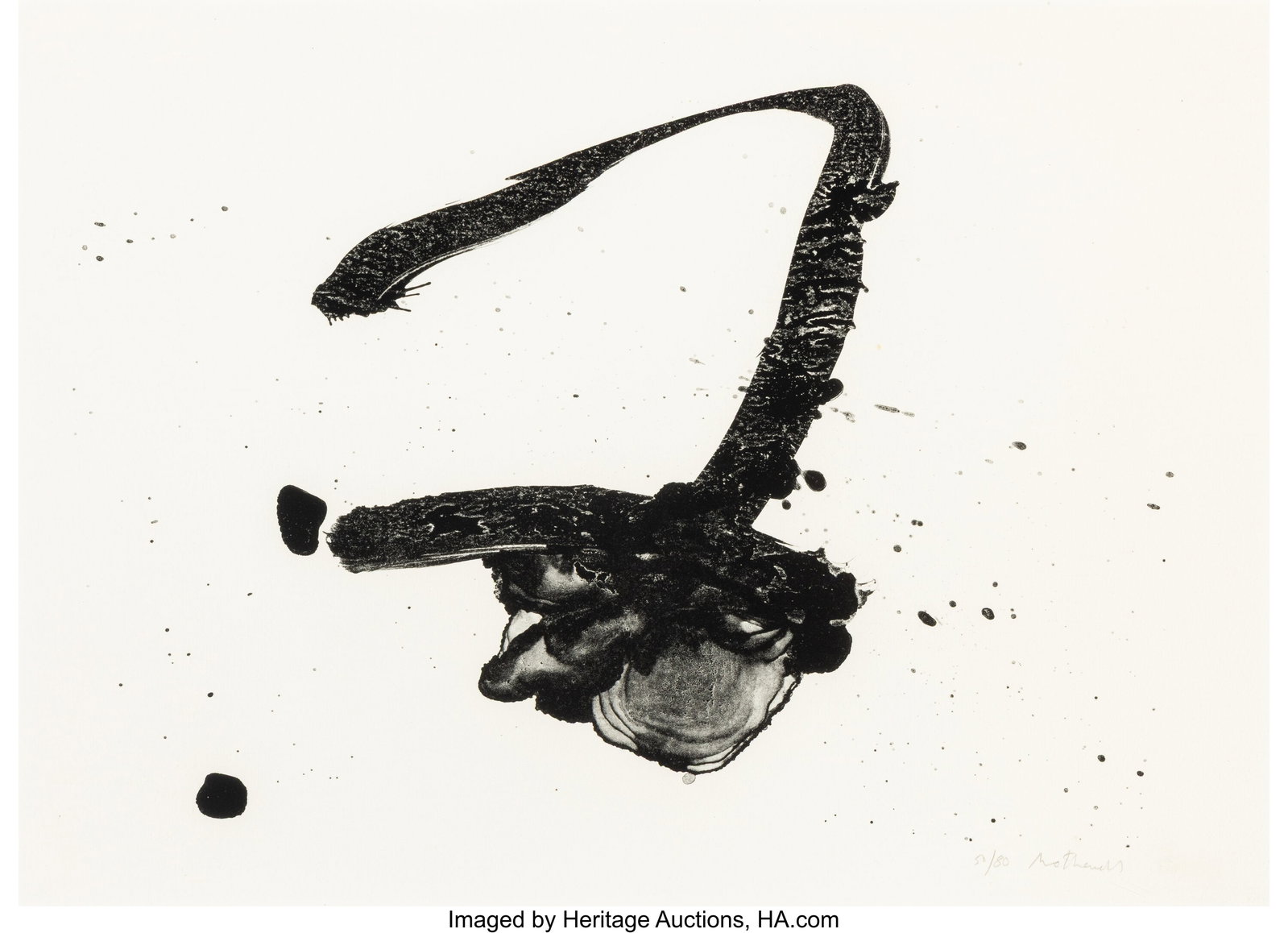 Robert Motherwell (1915-1991) Calligraphy, 1965-: Robert Motherwell (1915-1991) Calligraphy, 1965-1966 Lithograph on wove paper 19-1/4 x 26 inches (48.9 x 66.0 cm) (sheet) Ed. 50/80 Sig