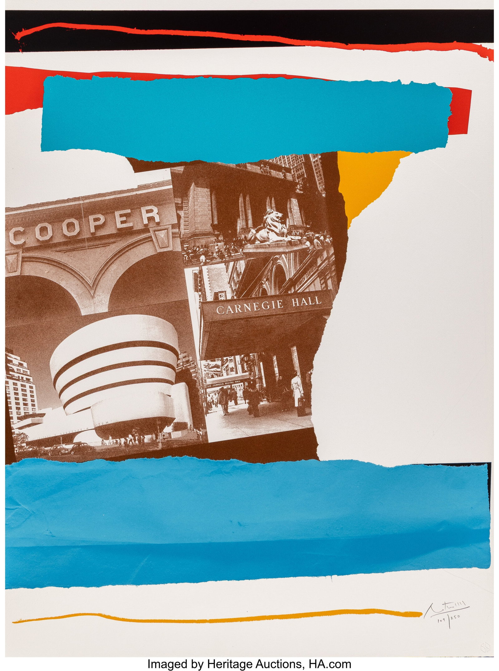 Robert Motherwell (1915-1991) Cultural Instituti: Robert Motherwell (1915-1991) Cultural Institutions, from New York, New York, 1983 Lithograph in colors with embossing on Arches paper 30 x 22-1/2 inches (76&perio