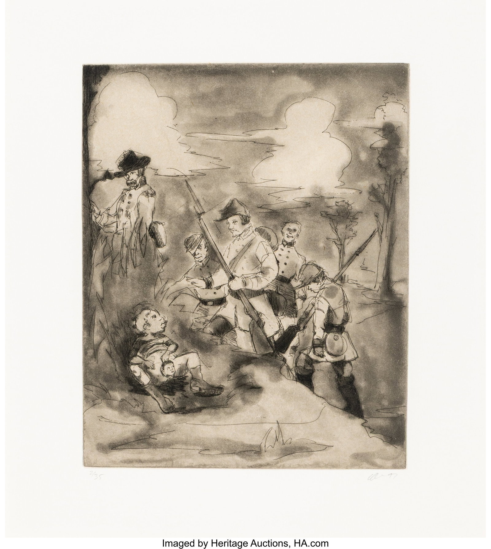 Kara Walker (b. 1969) Li'l Patch of Woods, 1997 : Kara Walker (b. 1969) Li'l Patch of Woods, 1997 Etching and aquatint on Mulberry chine collé on B.F.K. Rives paper 18 x 14-7/8 inches (45&pe