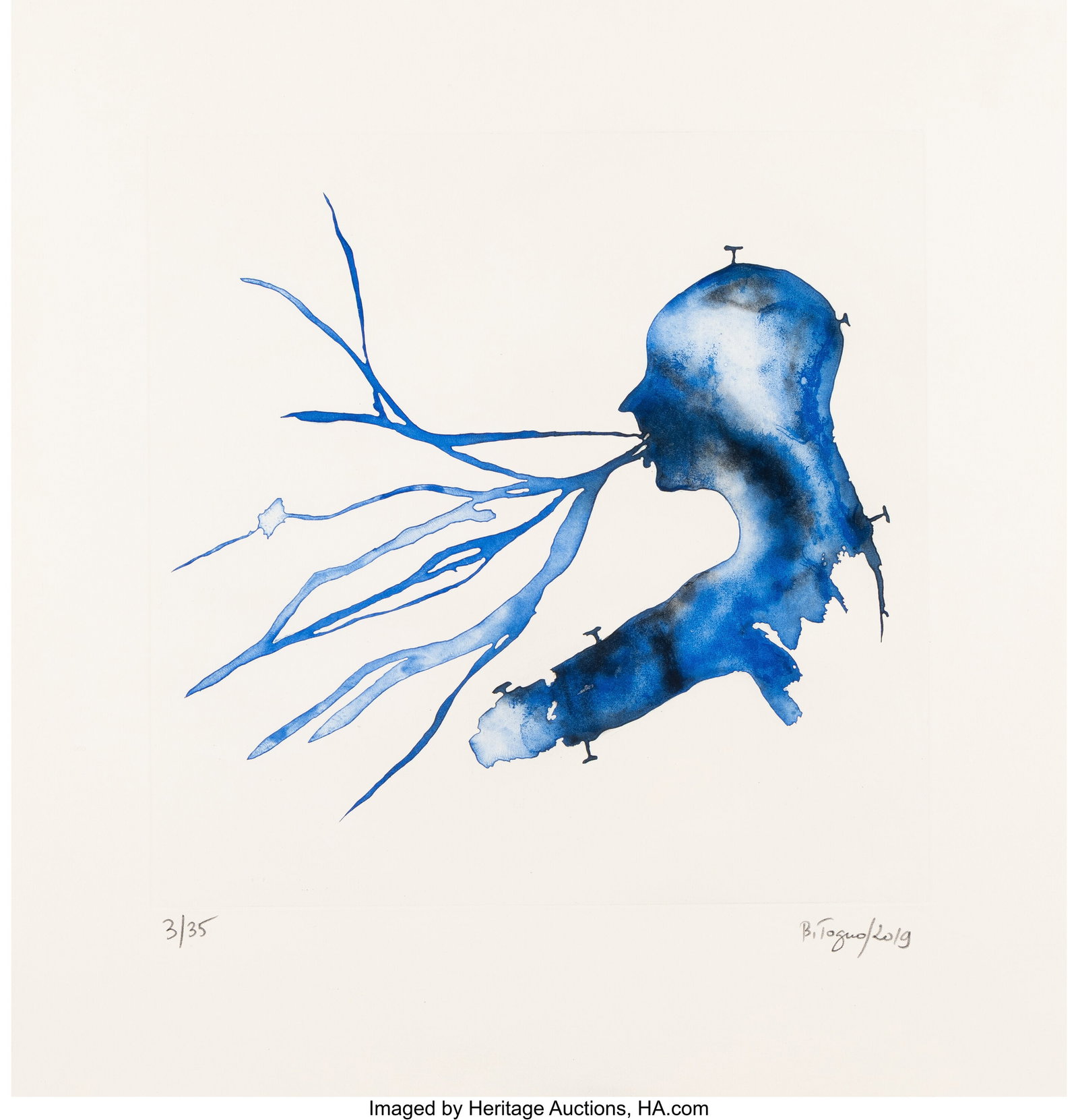 Barthélémy Toguo (b. 1967) Donga, 2019 Etching: Barthélémy Toguo (b. 1967) Donga, 2019 Etching in colors on wove paper 22-1/2 x 21-1/8 inches (57.1 x 53.7 cm) (sheet) Ed