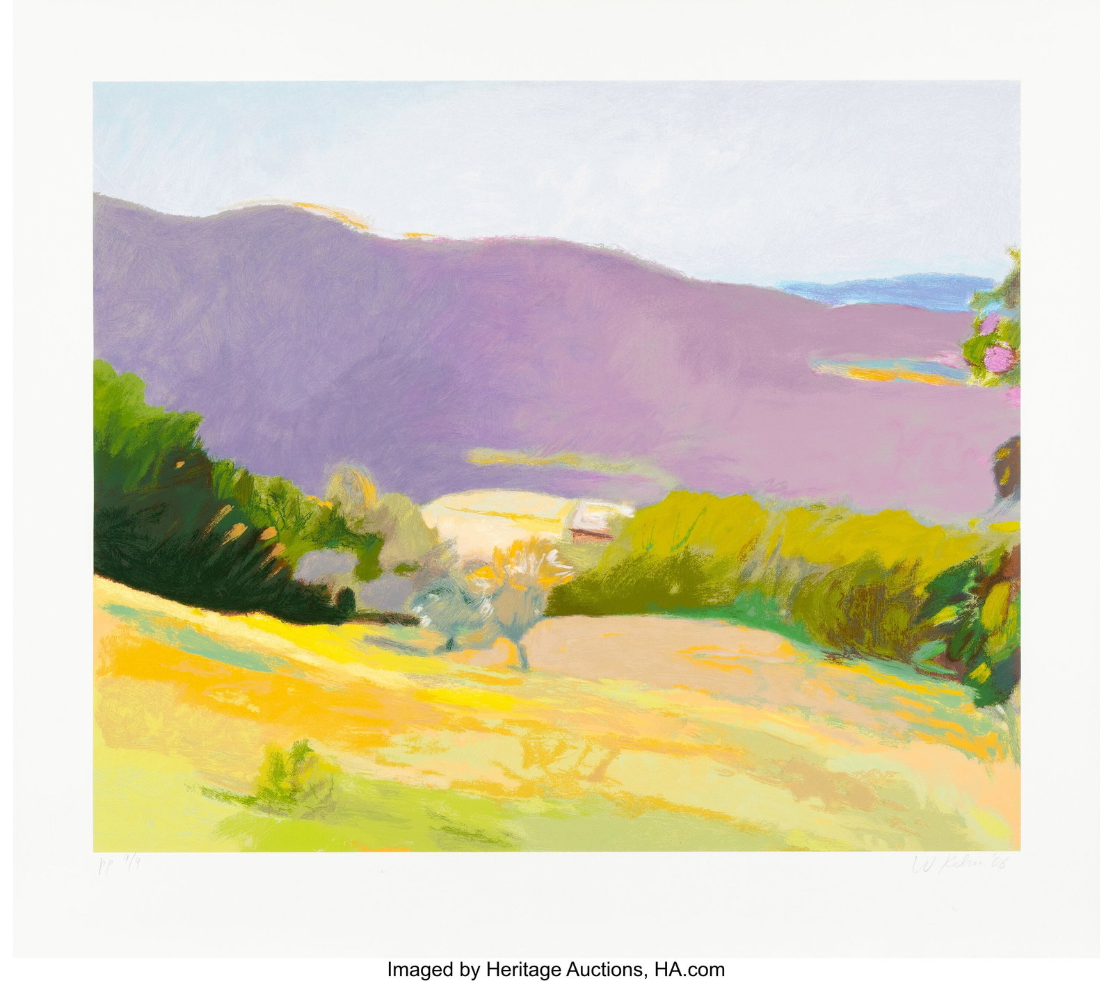 Wolf Kahn (1927-2020) Down in the Valley, 2006 S: Wolf Kahn (1927-2020) Down in the Valley, 2006 Screenprint in colors on wove paper 34-7/8 x 39-7/8 inches (88.5 x 101.5 cm) (sheet) P.P