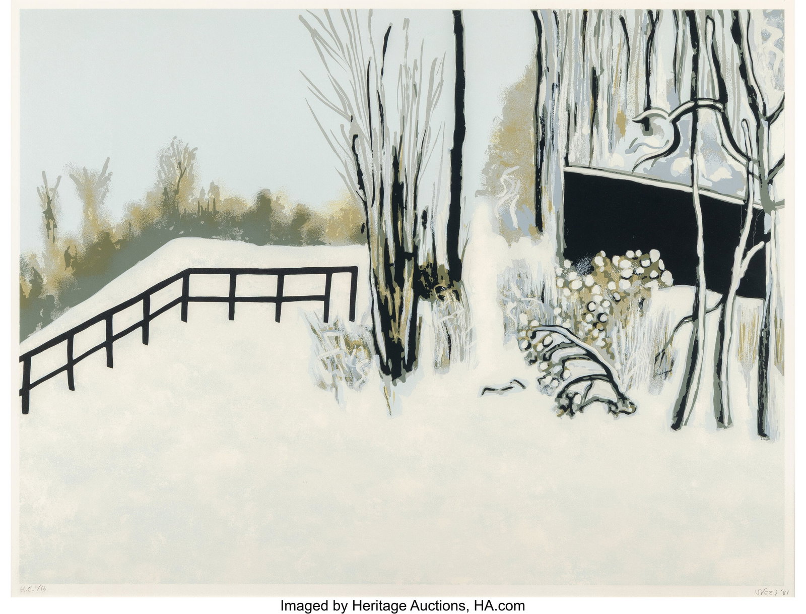 Alice Neel (1900-1984) Snow, Vermont, 1981 Scree: Alice Neel (1900-1984) Snow, Vermont, 1981 Screenprint in colors on wove paper 23 x 30-1/2 inches (58.4 x 77.5 cm) (image) H.C&period