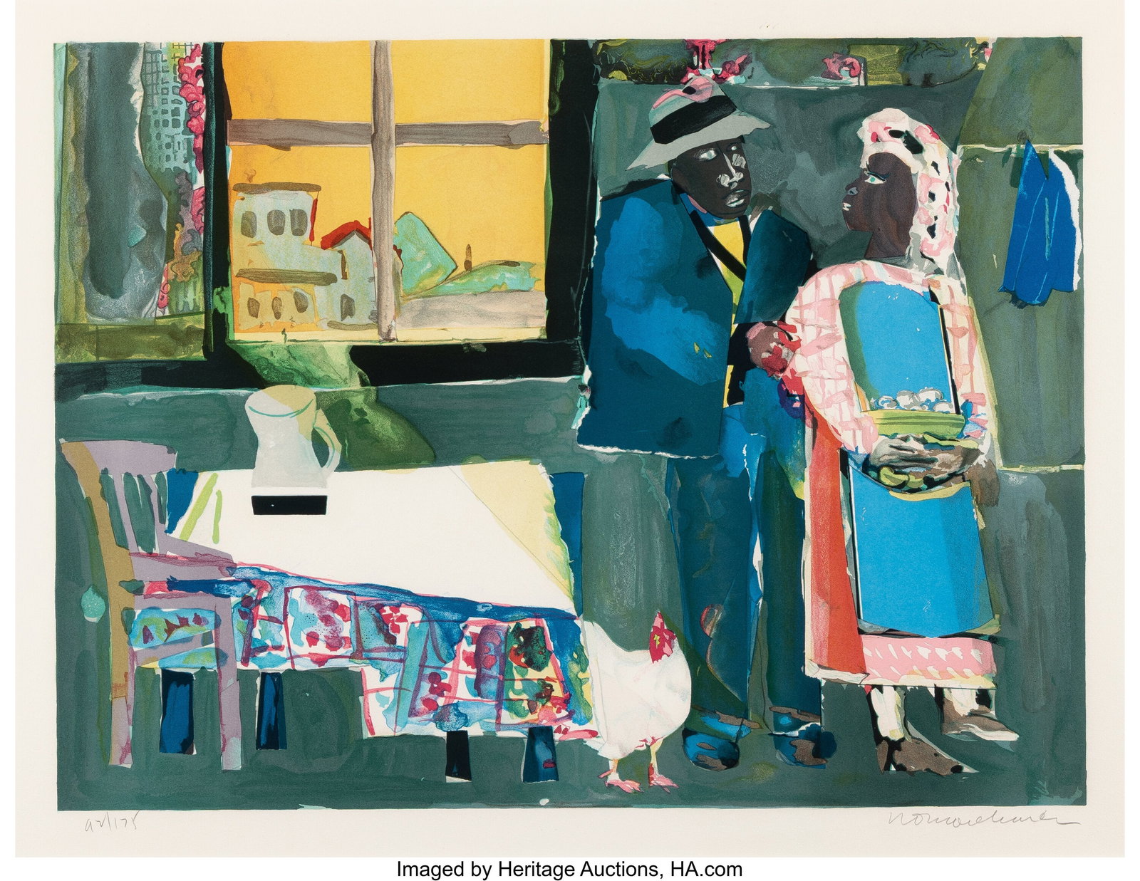 Romare Howard Bearden (1911-1988) Autumn of the : Romare Howard Bearden (1911-1988) Autumn of the Rooster, 1983 Lithograph in colors on wove paper 16-3/4 x 22-1/2 inches (42.5 x 57.1 cm) (image&rpa