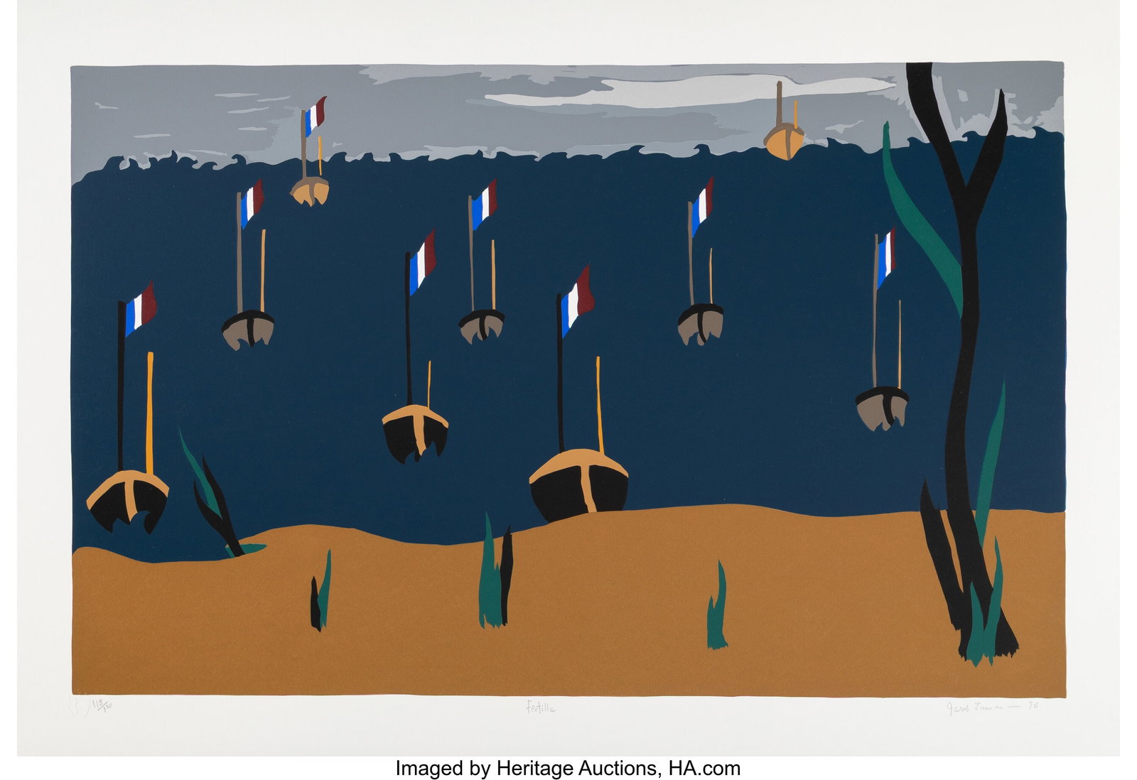 Jacob Lawrence (1917-2000) Flotilla, from The Li: Jacob Lawrence (1917-2000) Flotilla, from The Life of Toussaint L'Ouverture, 1996 Screenprint in colors on Rising two-ply rag paper 22 x 32 inches (55.9 x