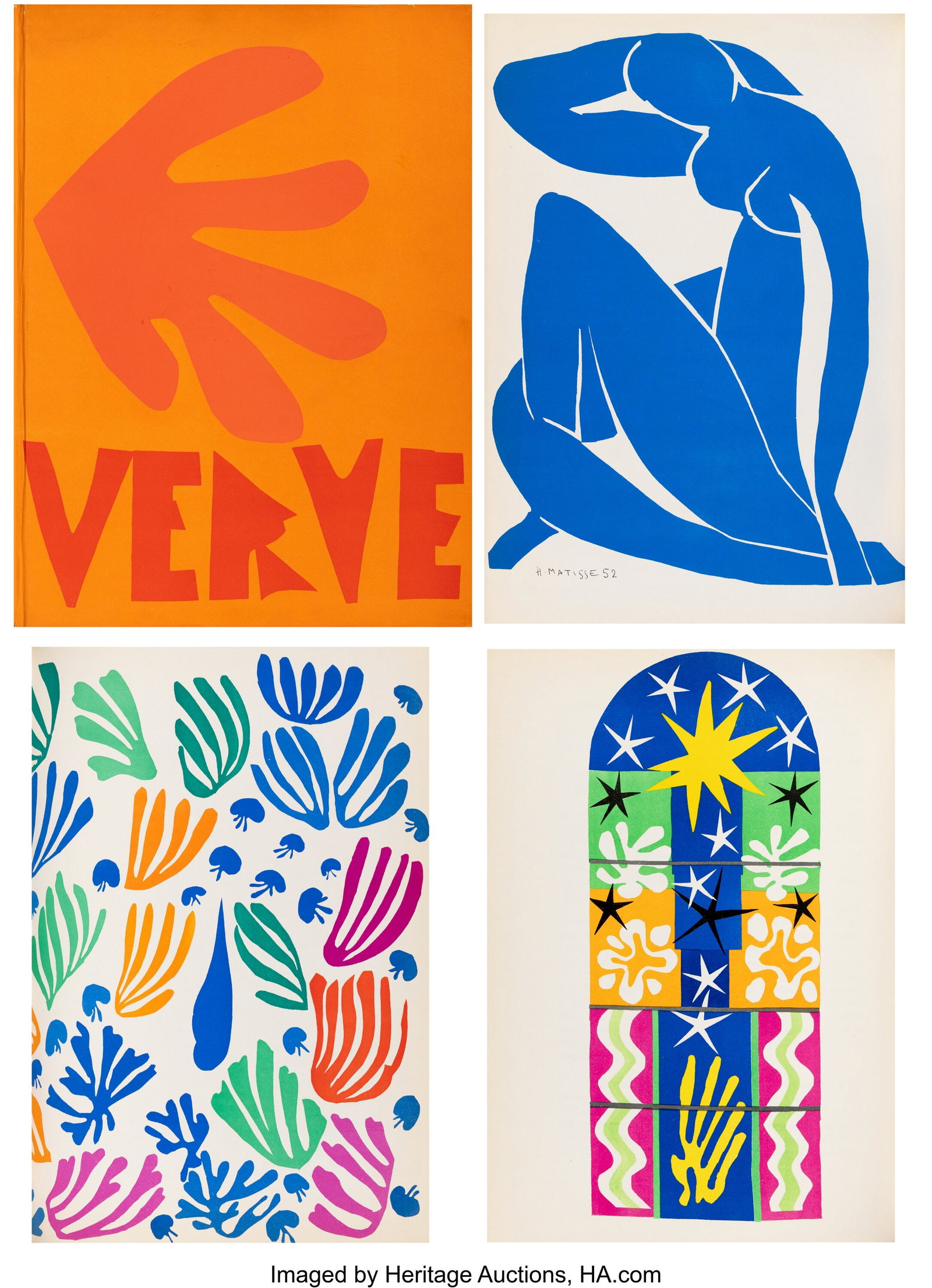After Henri Matisse (1869-1954) The Last Works o: After Henri Matisse (1869-1954) The Last Works of Henri Matisse (Verve, French Edition), 1954-1958 Lithographs in colors and photogravure on wove paper, bound as 