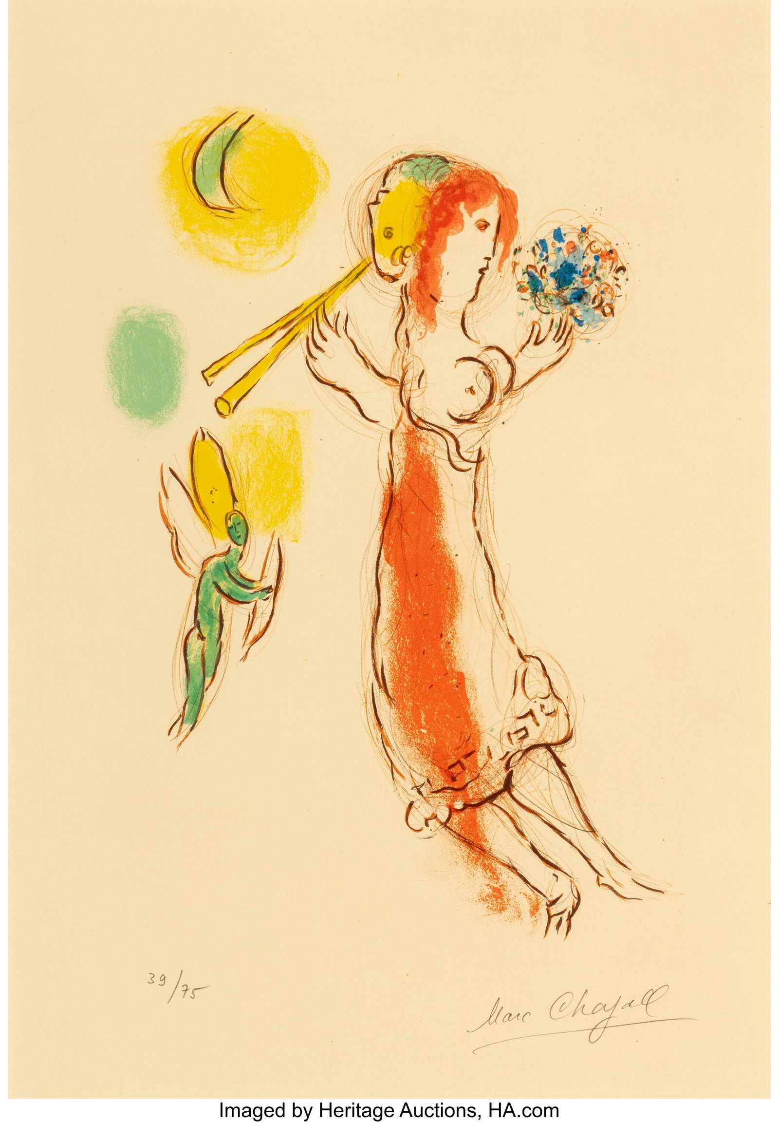 Marc Chagall (1887-1985) Daphnis and Chloé, 196: Marc Chagall (1887-1985) Daphnis and Chloé, 1960 Lithograph in colors on wove paper 18-7/8 x 13-1/2 inches (47.9 x 34.3 cm) (sheet) Ed&
