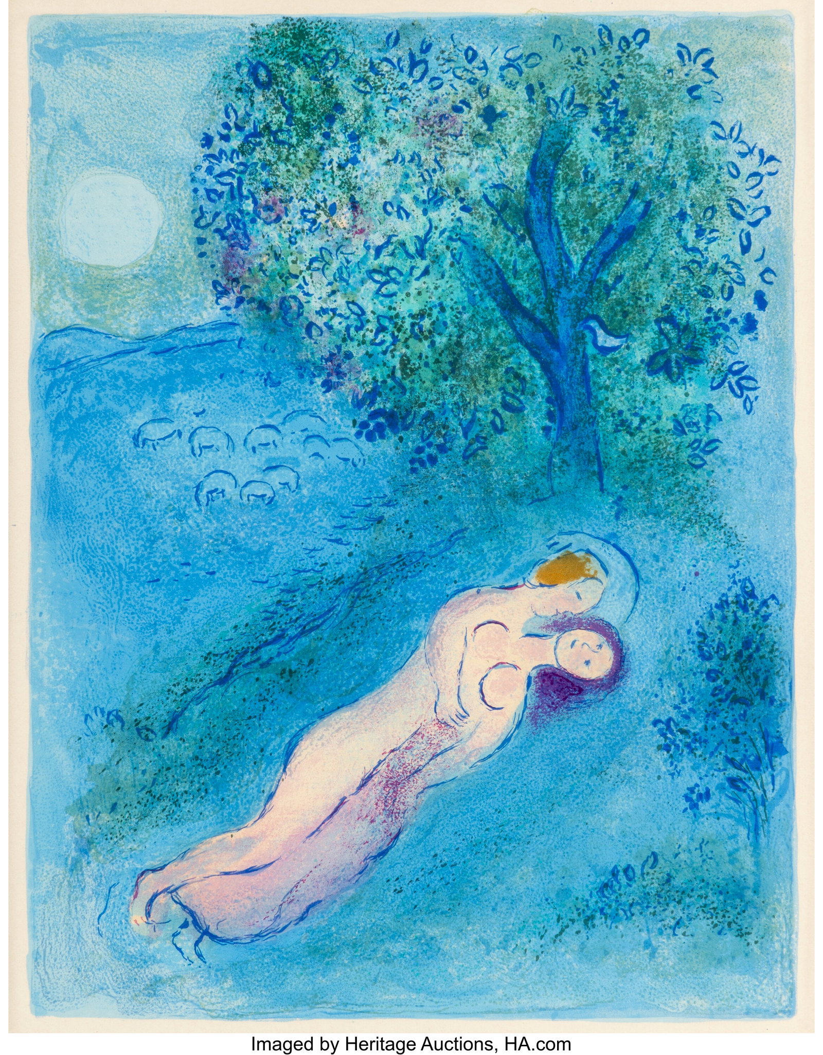 Marc Chagall (1887-1985) La Leçon de Philétas,: Marc Chagall (1887-1985) La Leçon de Philétas, from Daphnis et Chloé, 1961 Lithograph in colors on wove paper 16-1/4 x 12-1/2 inches (41.