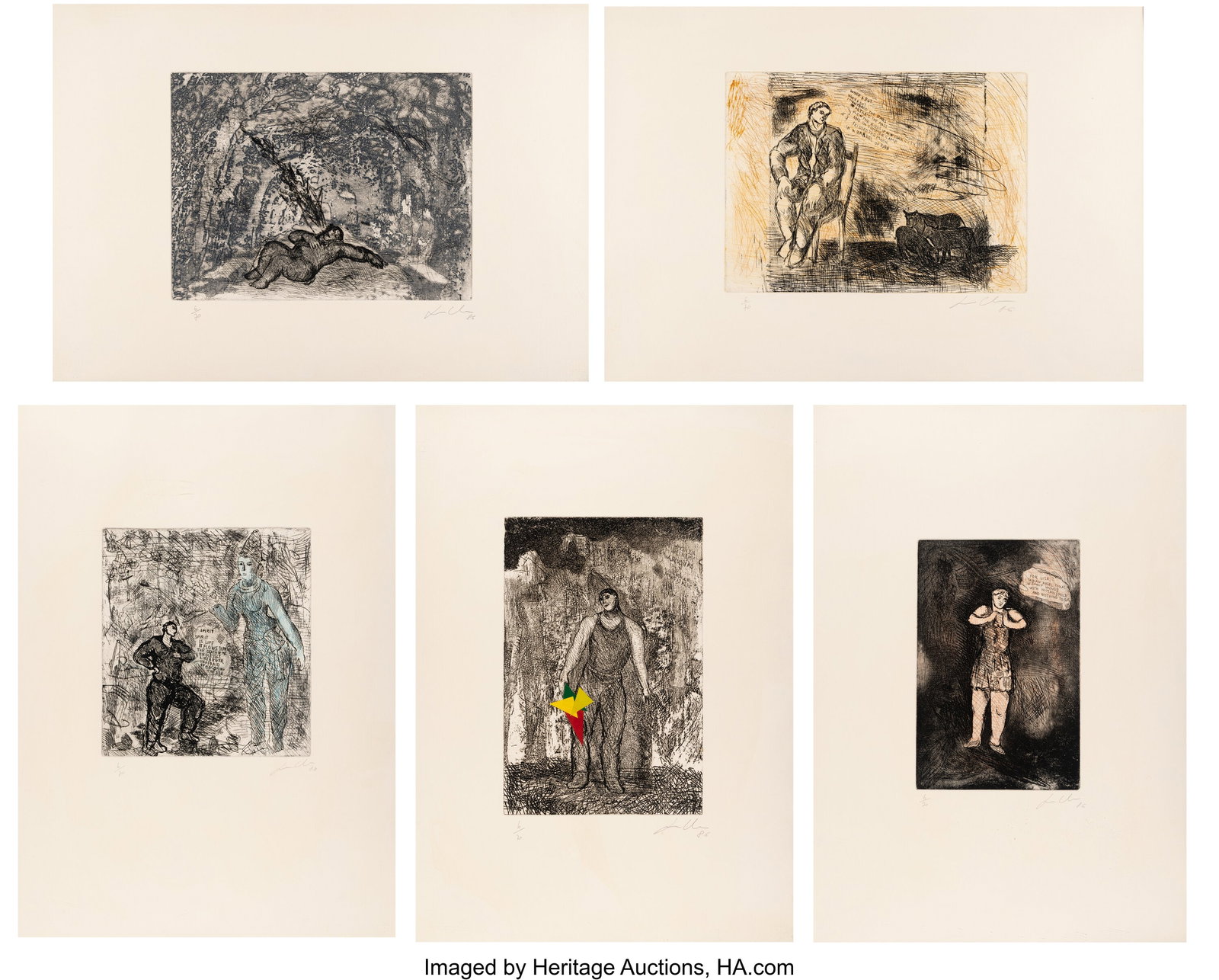 Sandro Chia (b. 1946) Five Etchings Based on Poe (1 of 7)