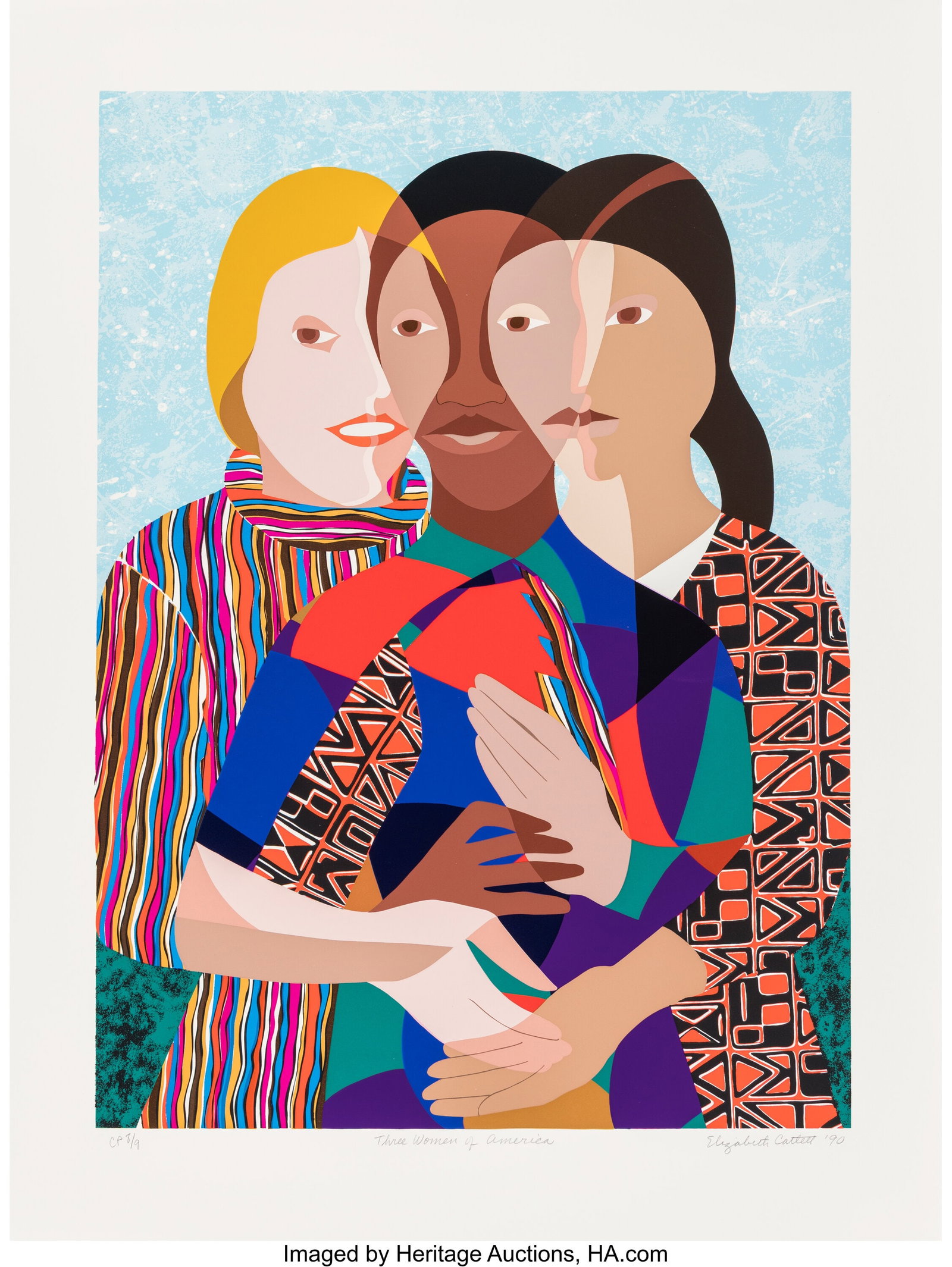 Elizabeth Catlett (1915-2012) Three Women in Ame: Elizabeth Catlett (1915-2012) Three Women in America, 1990 Screenprint in colors on wove paper 37 x 28 inches (94.0 x 71.1 cm) (sheet) C.P&peri