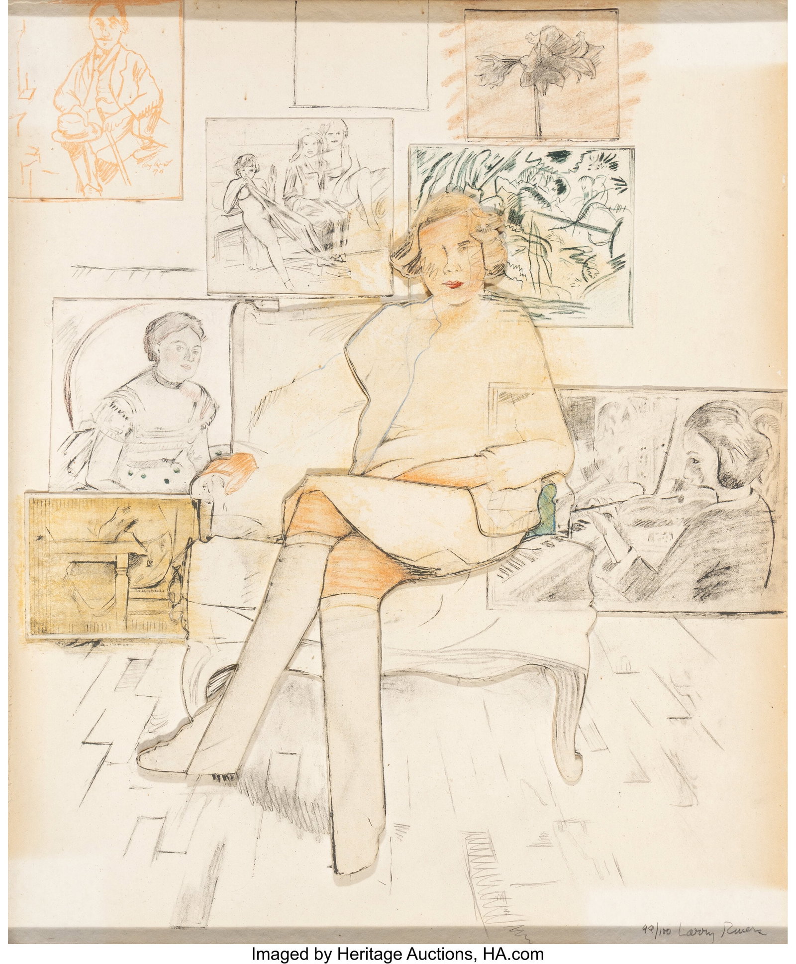 Larry Rivers (1923-2002) Drawn from the Collecti: Larry Rivers (1923-2002) Drawn from the Collection, 1984 Lithograph and collage with hand coloring on handmade paper relief 39 x 33 inches (99.1 x 83.8 cm) &lpa