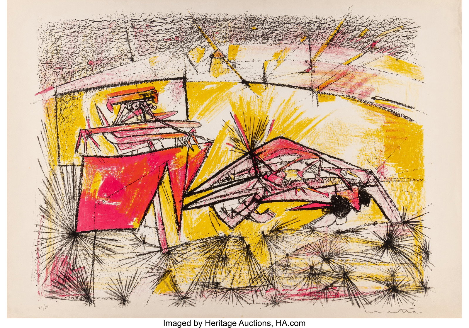 Roberto Matta (1911-2002) Bullfight Lithograph i: Roberto Matta (1911-2002) Bullfight Lithograph in colors on wove paper 25 x 35-3/4 inches (63.5 x 90.8 cm) (sheet) Ed. 26/50 Signed and editi