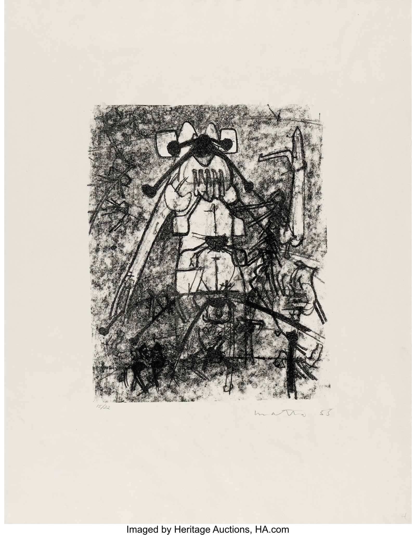 Roberto Matta (1911-2002) Untitled Lithograph on: Roberto Matta (1911-2002) Untitled Lithograph on wove paper 17-1/2 x 14-1/4 inches (44.5 x 36.2 cm) (sheet) Signed in pencil lower right HID03101062