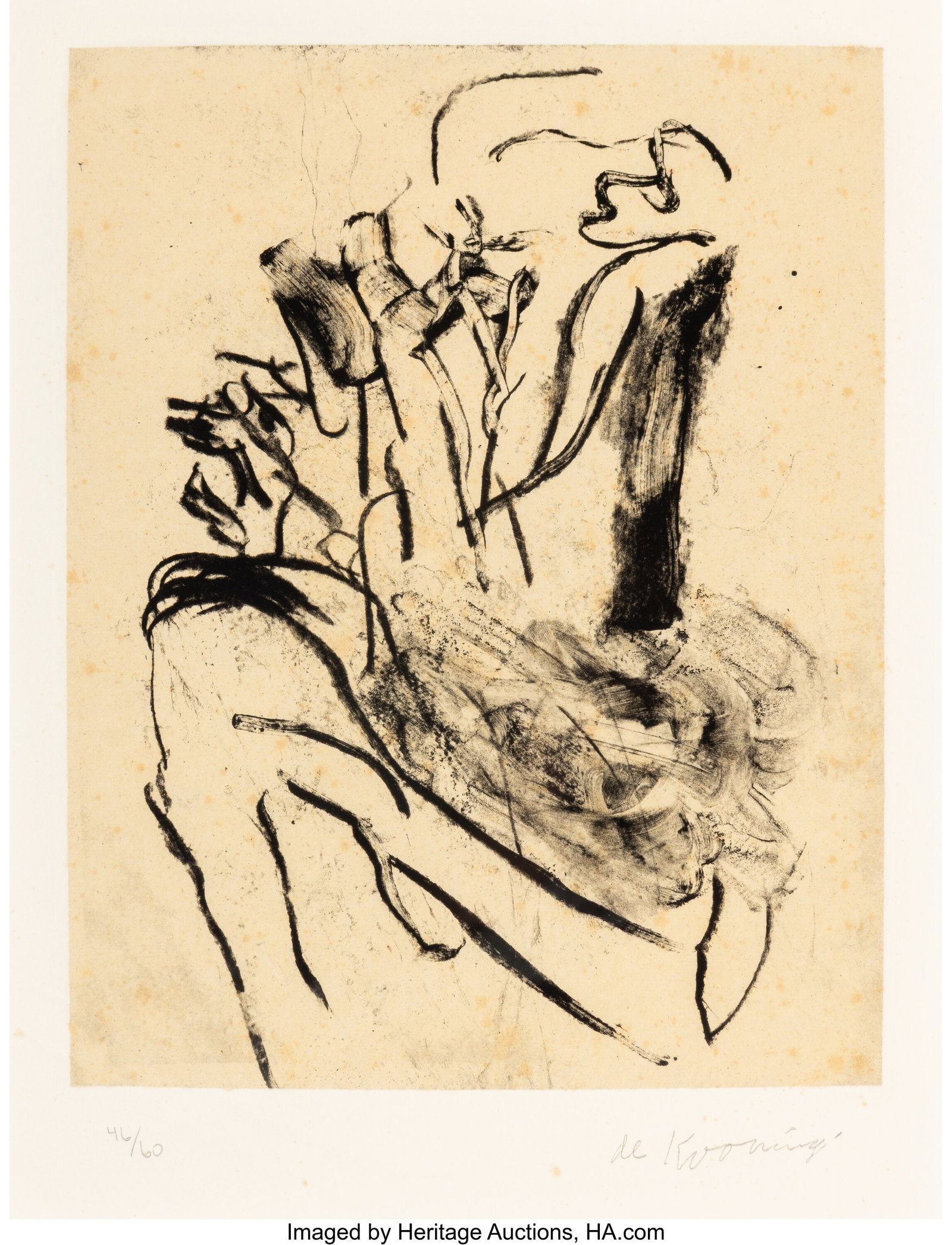 Willem de Kooning (1904-1997) Untitled, from Sev: Willem de Kooning (1904-1997) Untitled, from Seventeen Lithographs for Frank O'Hara, 1967 Lithograph on handmade Japanese Yame paper chine collé on Twinrocker paper 27-3&s