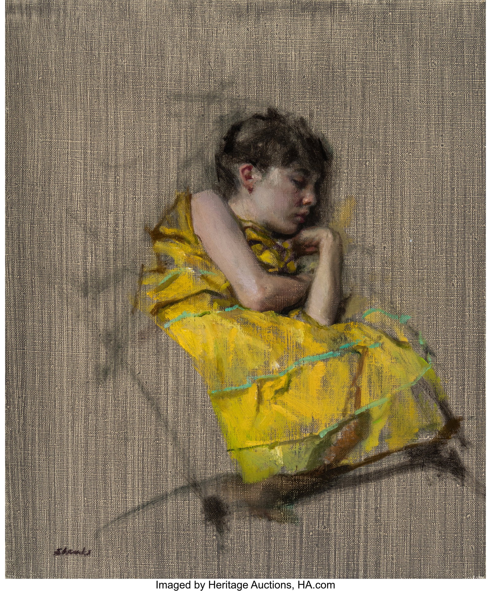 Nelson Shanks (1937-20015) Nap Oil on canvas 12  (1 of 2)