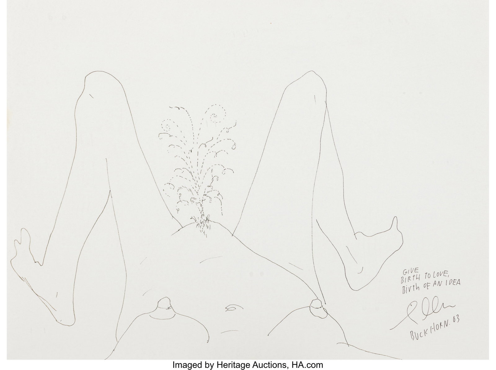 Liza Lou (b. 1969) Give Birth to Love, Birth of : Liza Lou (b. 1969) Give Birth to Love, Birth of an Idea, 2003 Ink on paper 9 x 12 inches (22.9 x 30.5 cm) (sheet) Signed, titled&co