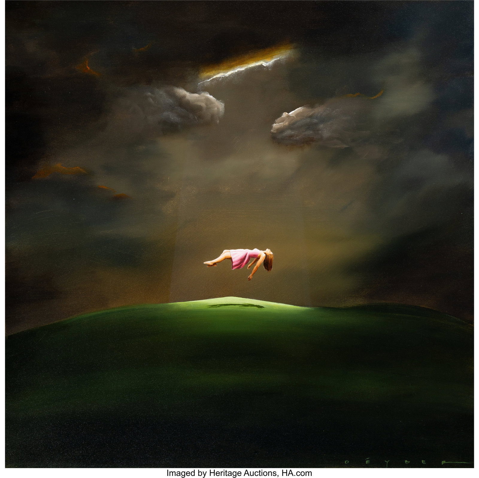 Robert Deyber (b. 1955) She's Over the Hill Acry: Robert Deyber (b. 1955) She's Over the Hill Acrylic on canvas 36 x 36 inches (91.4 x 91.4 cm) Signed lower right: Deyber PROVENANCE: Martin Lawrenc