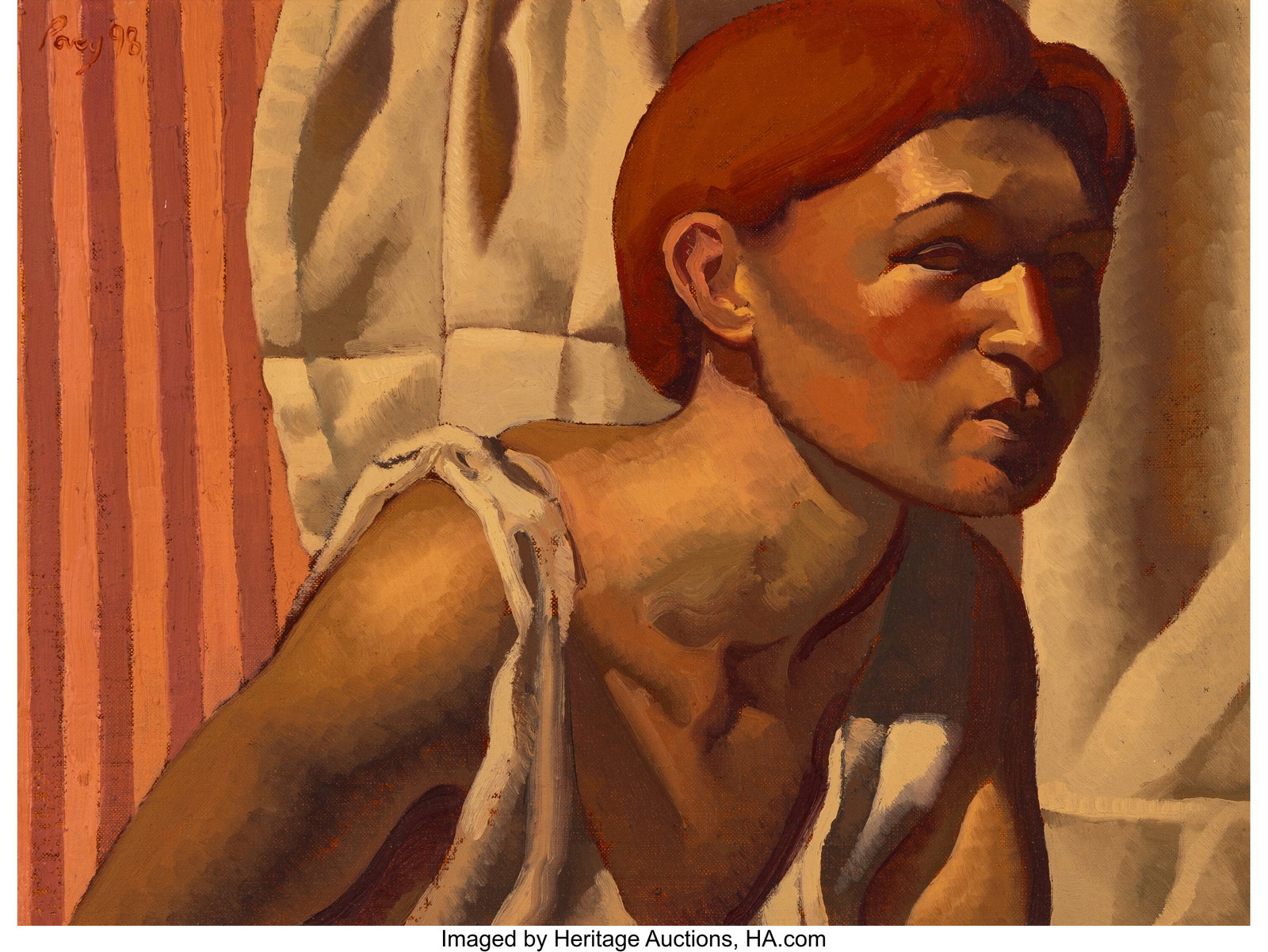 Edward Povey (b. 1951) A Woman before a Striped  (1 of 3)