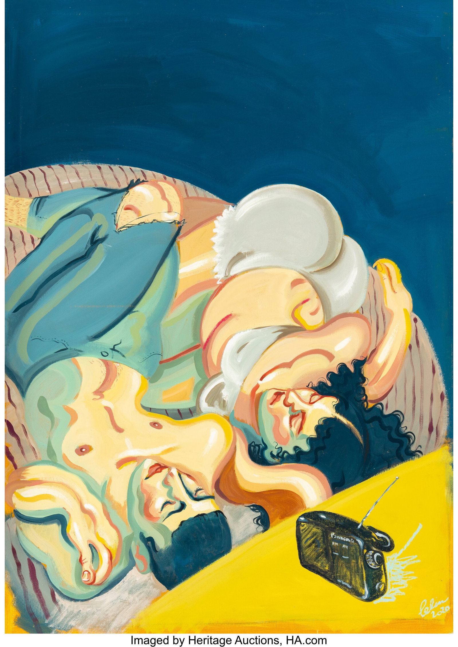 Giorgio Celin (b. 1986) The Little Radio, 2020 O: Giorgio Celin (b. 1986) The Little Radio, 2020 Oil and pastel on canvas 50 x 35-1/2 inches (127 x 90.2 cm) Signed and dated lower right: Celin / 2