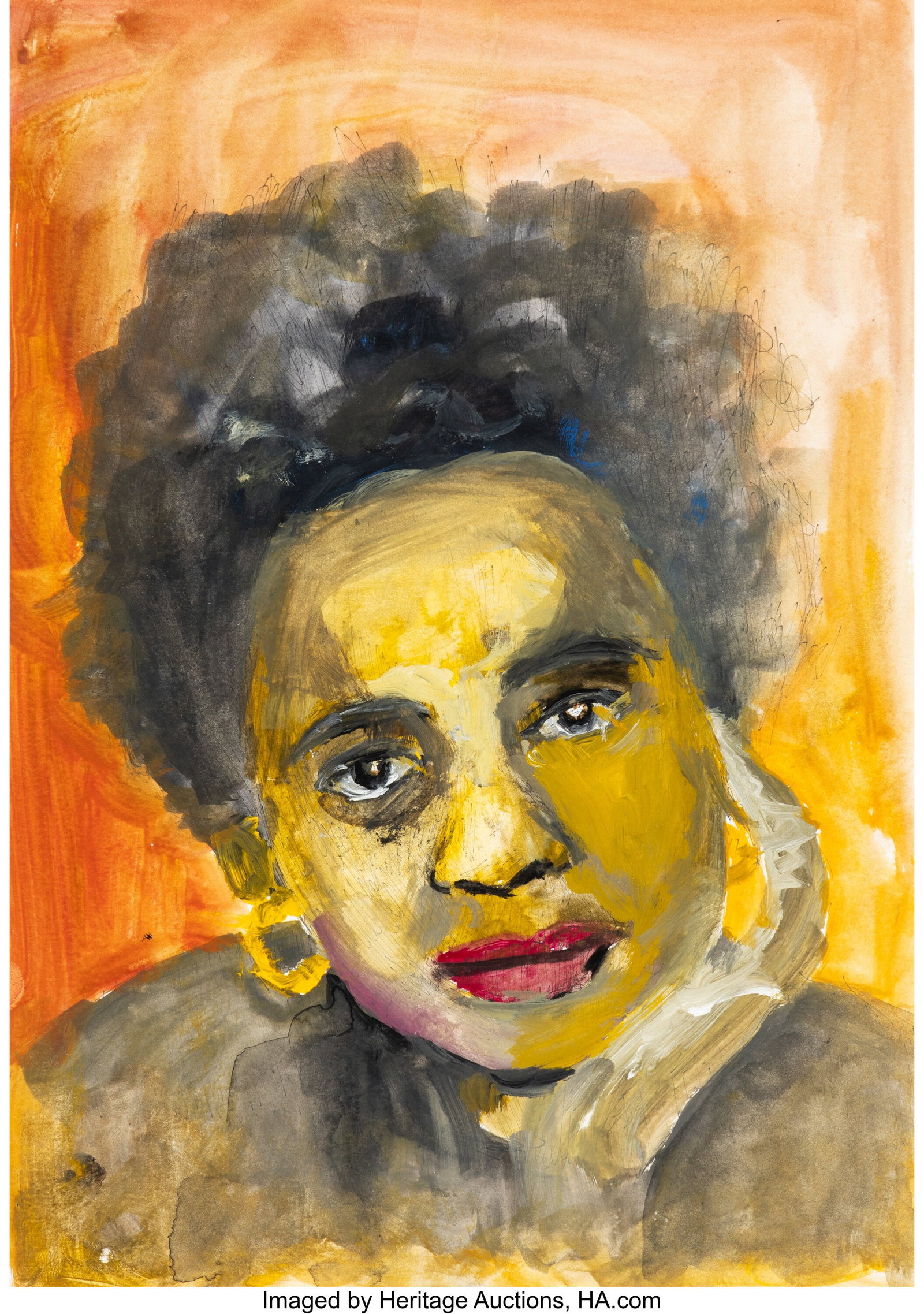 Iris Kensmil (b. 1970) Helené, 2021 Ink and gou: Iris Kensmil (b. 1970) Helené, 2021 Ink and gouache on paper 11-1/4 x 8 inches (28.6 x 20.3 cm) (sight) PROVENANCE: Matthew Br