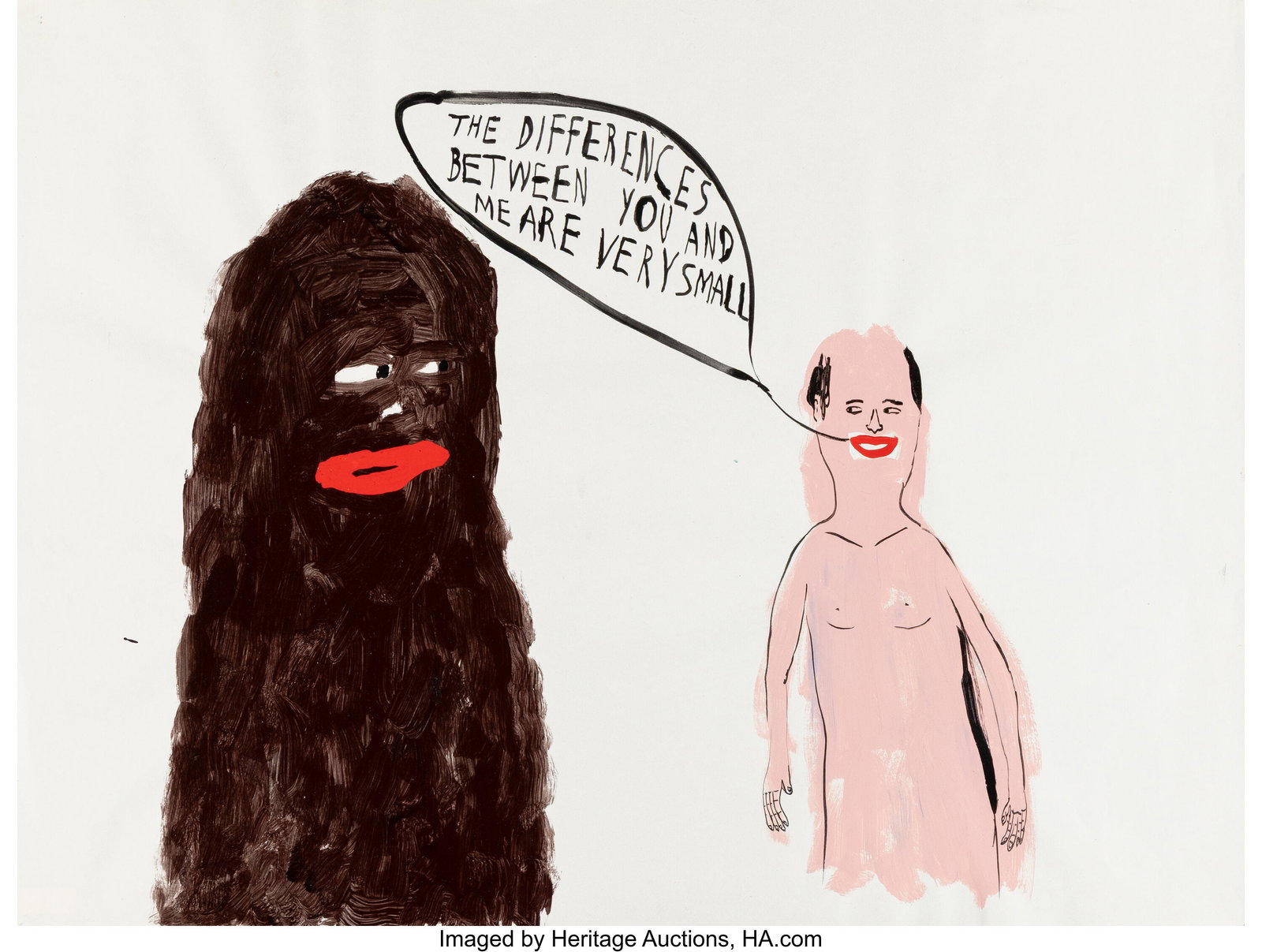 Chris Johanson (b. 1968) The Differences Between: Chris Johanson (b. 1968) The Differences Between You and Me are Very Small Acrylic on paper 19 x 25 inches (48.3 x 63.5 cm) (sheet) Signed verso PROV