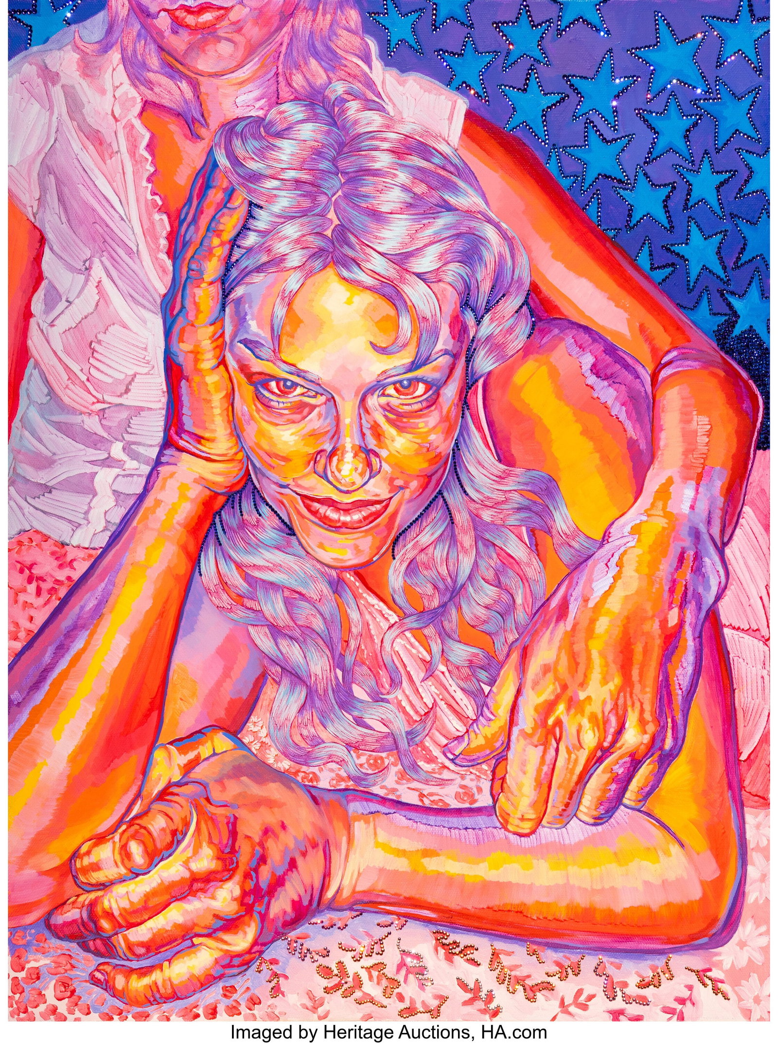 Hannah Reinhard (b. 1996) Siren Song (Jacob's Dr: Hannah Reinhard (b. 1996) Siren Song (Jacob's Dream), 2020 Oil and Swarovski crystals on canvas 24 x 18 inches (61.0 x 45.7 cm) Signed and date