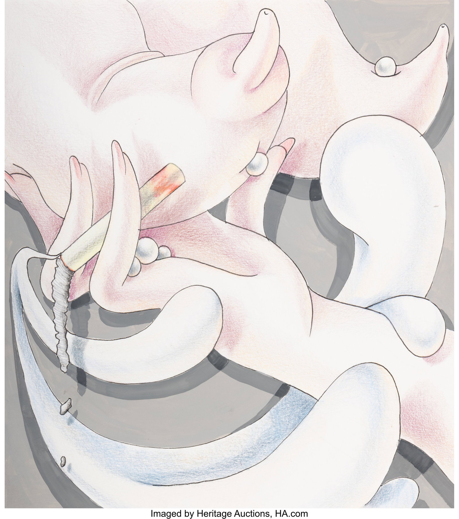 Sarah Slappey (b. 1984) Cigarette, 2020 Gouache,: Sarah Slappey (b. 1984) Cigarette, 2020 Gouache, colored pencil, and pen on paper 12-1/4 x 11 inches (31.1 x 27.9 cm) (sheet) S