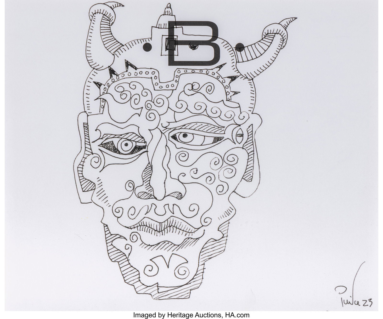 Pierce Brosnan (b. 1953) Untitled, 2023 Ink on p (1 of 2)