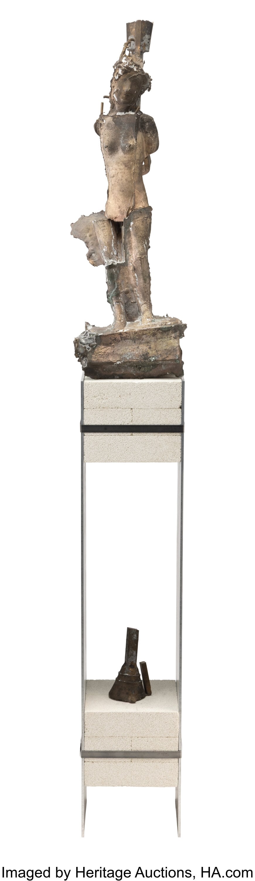 Matthew Monahan (b. 1972) Untitled, 2010 Cast br: Matthew Monahan (b. 1972) Untitled, 2010 Cast bronze and steel with plaster on aluminum and refractory brick stand 77-1/2 x 11 x 10-1/2 inches (196.8 x 27&pe