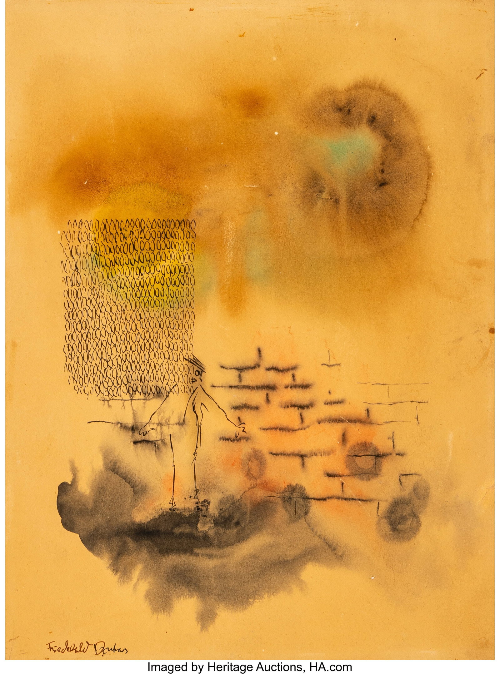 Friedel Dzubas (1915-1994) The Yellow Spot, 1947: Friedel Dzubas (1915-1994) The Yellow Spot, 1947 Ink and watercolor on paper 10-5/8 x 8 inches (27.0 x 20.3 cm) (sheet) Signed lower left: F