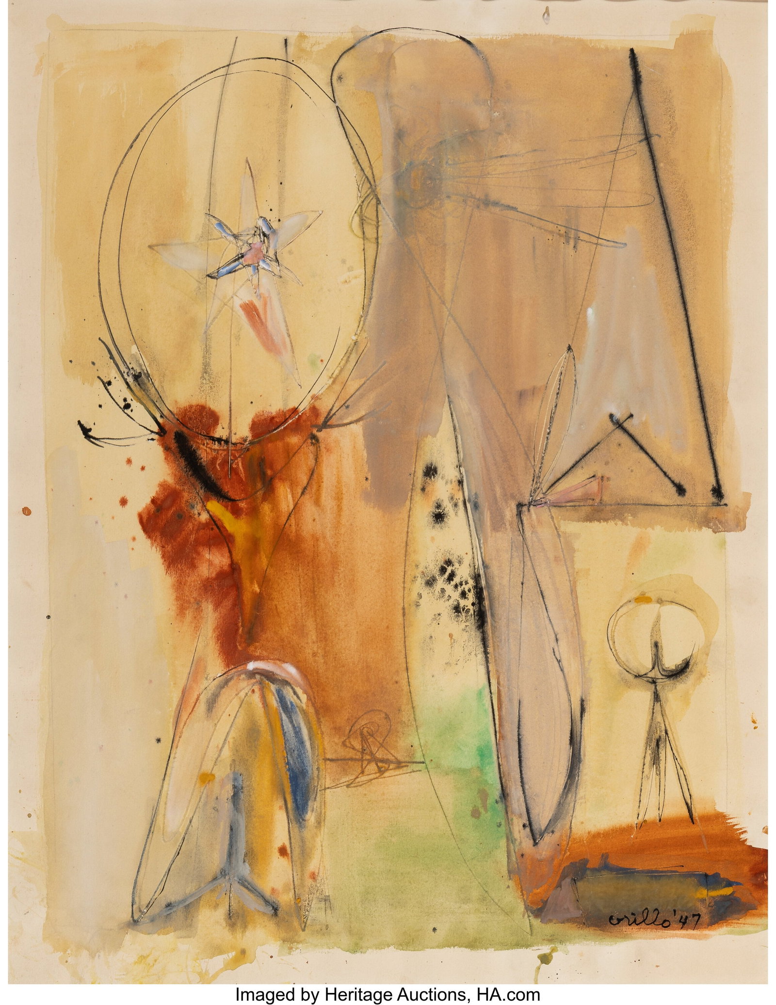 John Grillo (1917-2014) Untitled, 1947 Watercolo (1 of 3)