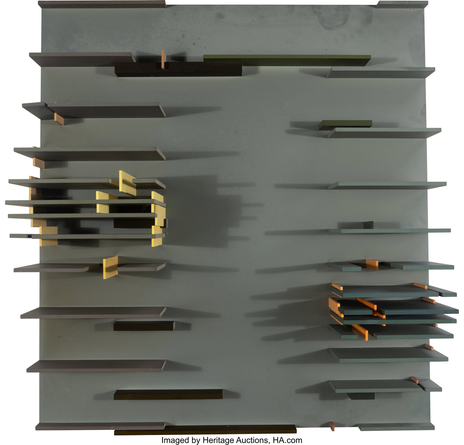 David John Barr (1939-2015) Structurist Relief #: David John Barr (1939-2015) Structurist Relief #101, 1974 Acrylic on masonite 47-1/8 x 43 x 9 inches (119.7 x 109.2 x 22.9 cm) Signed, titl