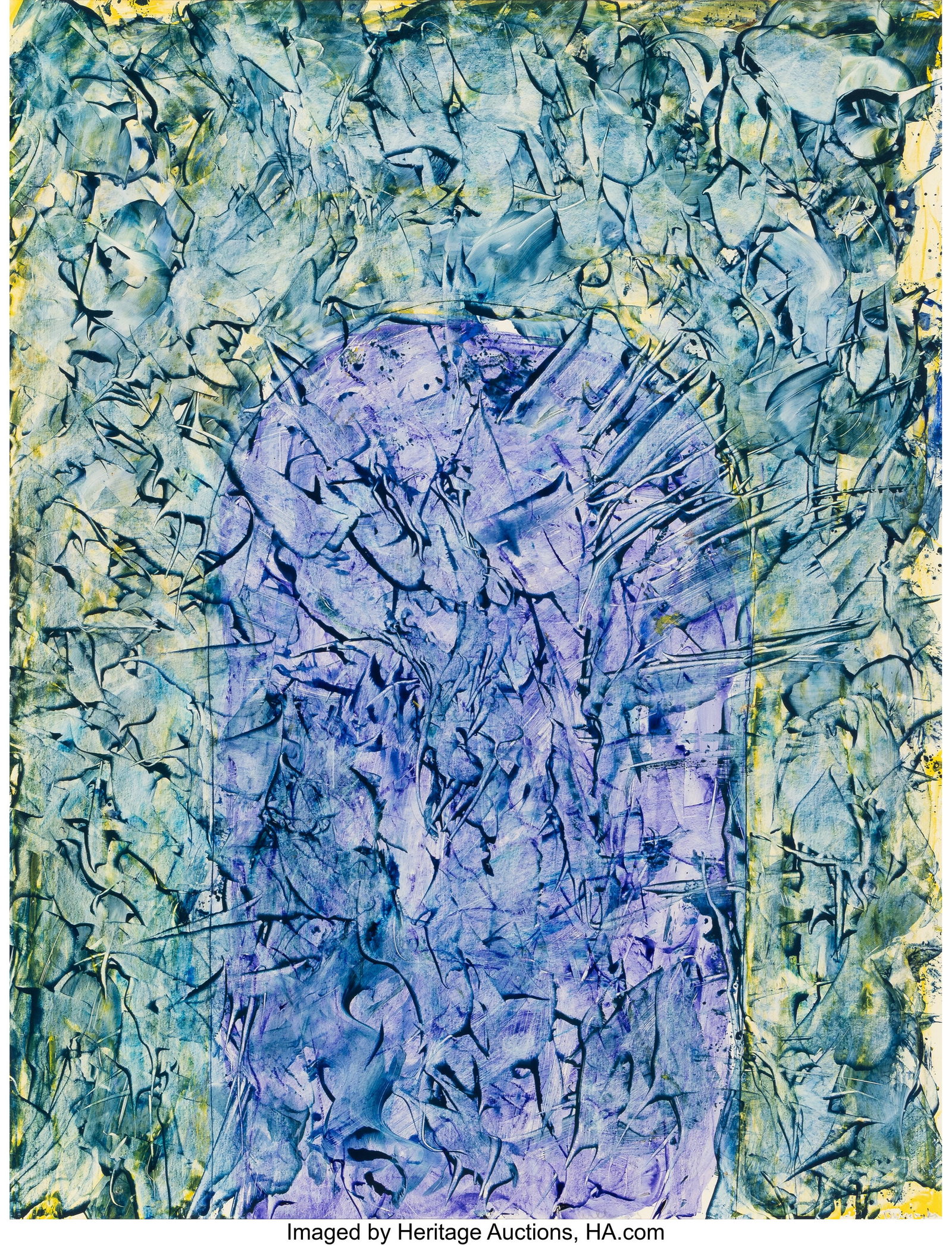 William S. Burroughs (1914-1997) Purple Thorn Do: William S. Burroughs (1914-1997) Purple Thorn Door Mixed media on paper 22-1/2 x 17-1/4 inches (57.1 x 43.8 cm) (sight) Signed lower right&co