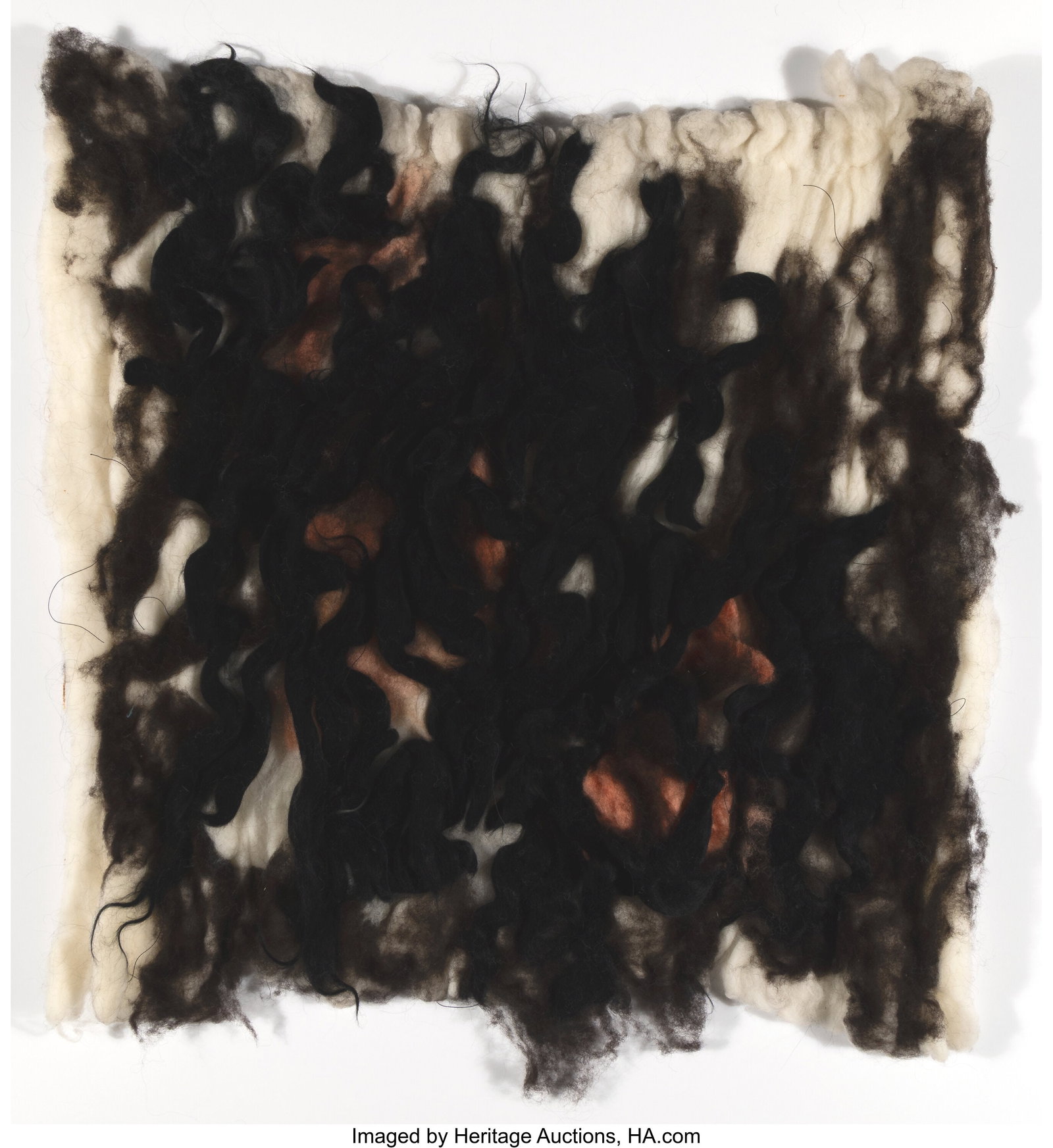 Julie Trager (b. 1962) Scarf, 1997 Mixed media w: Julie Trager (b. 1962) Scarf, 1997 Mixed media with hair and felt 29 x 28 inches (73.7 x 71.1 cm) Signed, titled, and dated on the reverse&co