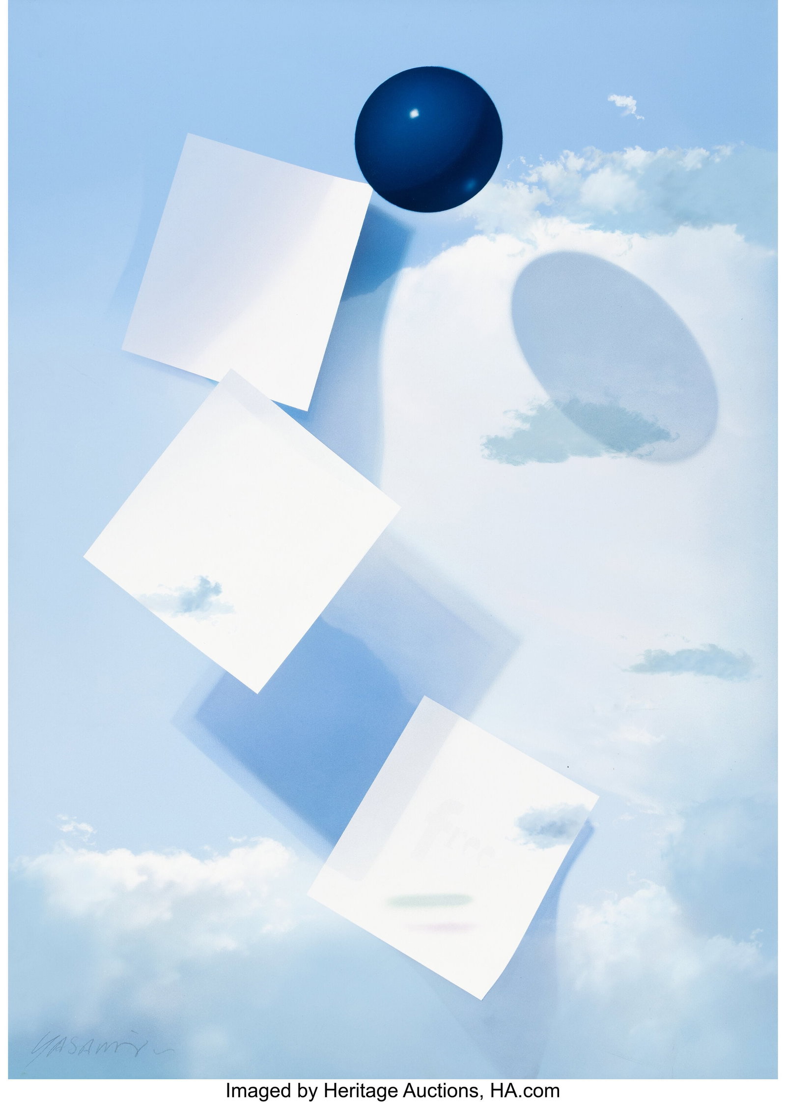 Masoud Yasami (b. 1949) 3 Floating Papers, 1993 : Masoud Yasami (b. 1949) 3 Floating Papers, 1993 Acrylic on canvas 42 x 30 inches (106.7 x 76.2 cm) Signed lower left: Yasami Signed and inscribed o