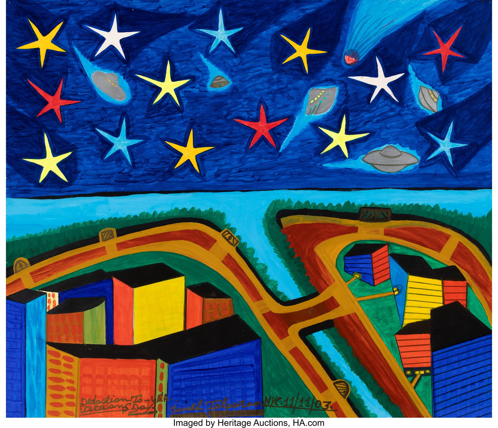 Ionel Talpazan (1955-2015) Artistic Science Visi: Ionel Talpazan (1955-2015) Artistic Science Visionary Universe, 2003 Mixed media on paper 29-1/2 x 34-1/4 inches (74.9 x 87.0 cm) (sheet) Sign