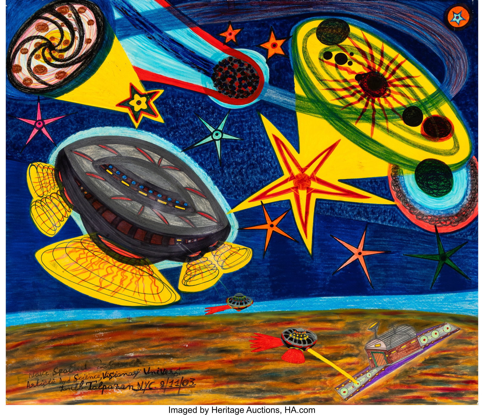 Ionel Talpazan (1955-2015) Artistic And Science,: Ionel Talpazan (1955-2015) Artistic And Science, Visionary Universe, 2003 Mixed media on paper 29-1/2 x 34-1/4 inches (74.9 x 87.0 cm) (sheet