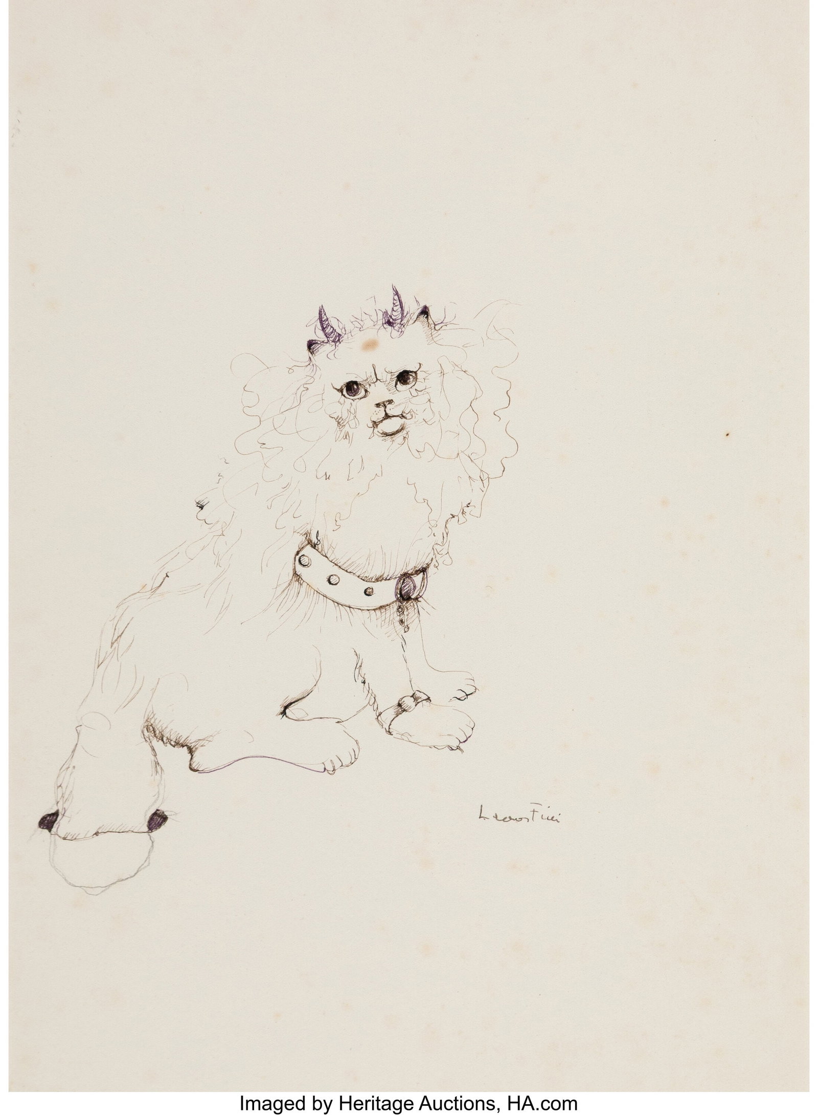 Leonor Fini (1908-1996) Cat Ink and graphite on : Leonor Fini (1908-1996) Cat Ink and graphite on paper 12-5/8 x 9 inches (32.2 x 22.9 cm) (sheet) Signed lower right: Leonor Fini PROVENANCE:
