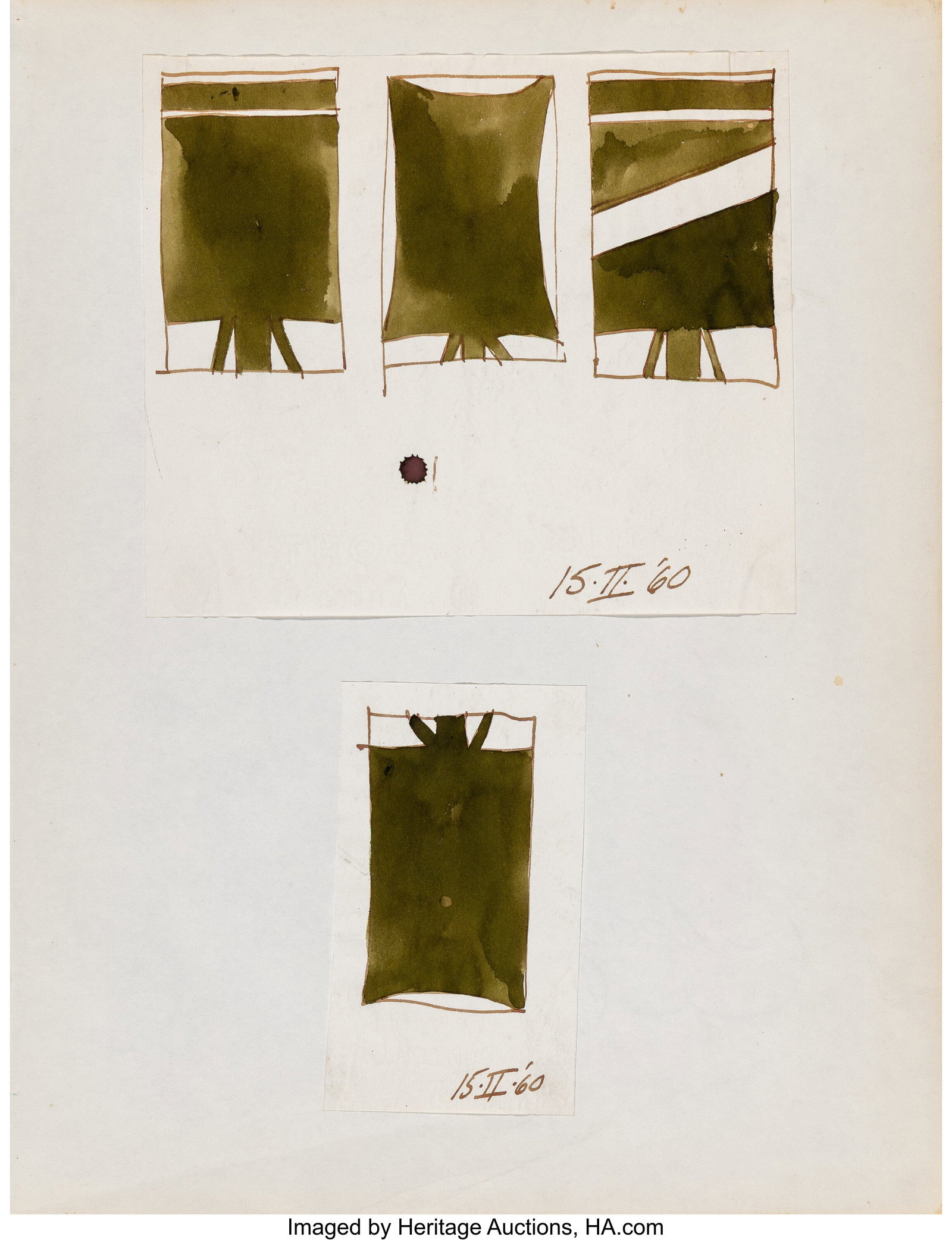 Robert Indiana (1928-2018) Group of abstract ske: Robert Indiana (1928-2018) Group of abstract sketches (four works), 1960 Watercolor and pencil on paper 13-5/8 x 10-1/2 inches (34.6 x 26.7 cm&rpar