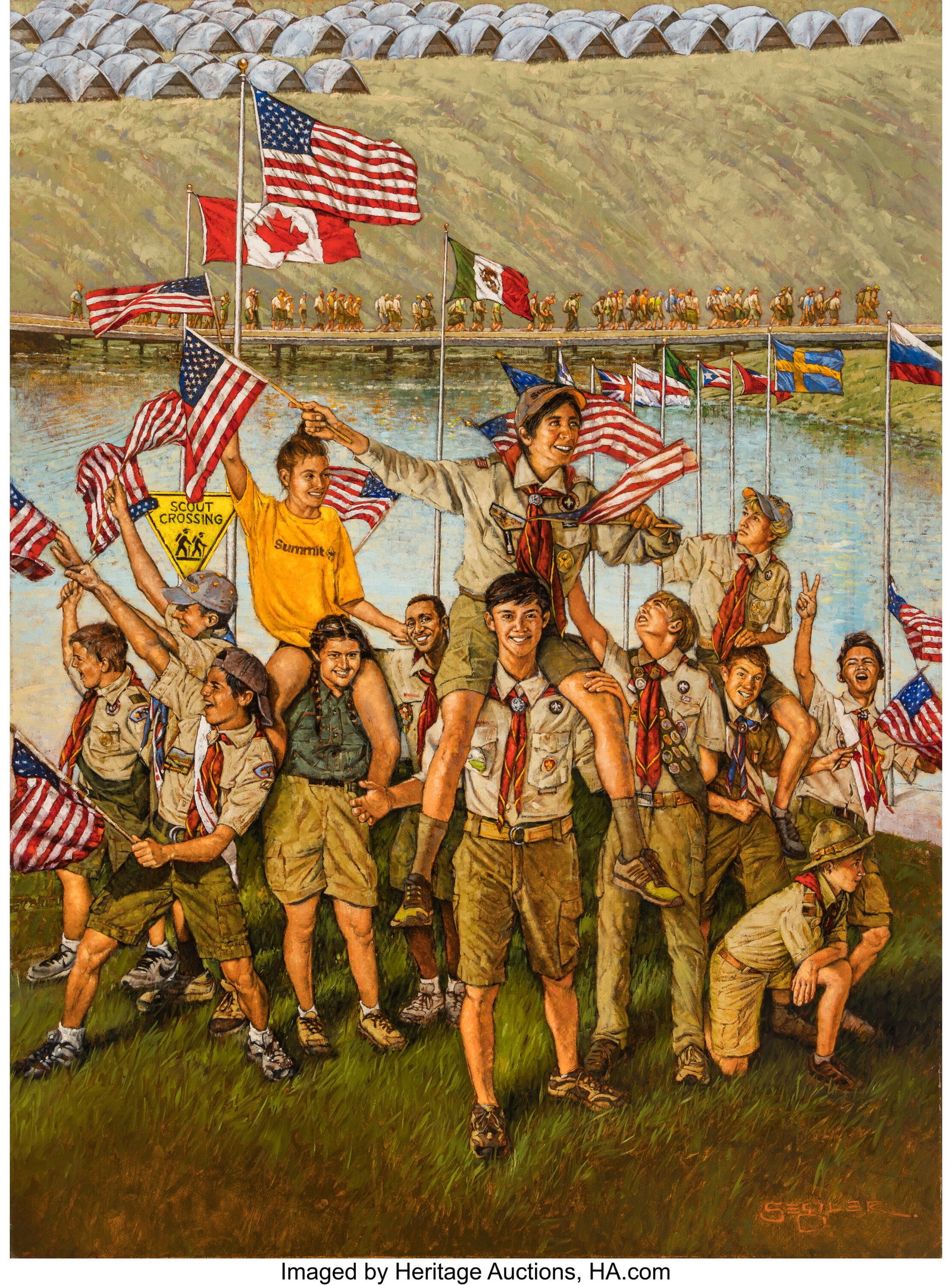 Jeff W. Segler (American, b. 1956) Scout Crossin (1 of 3)