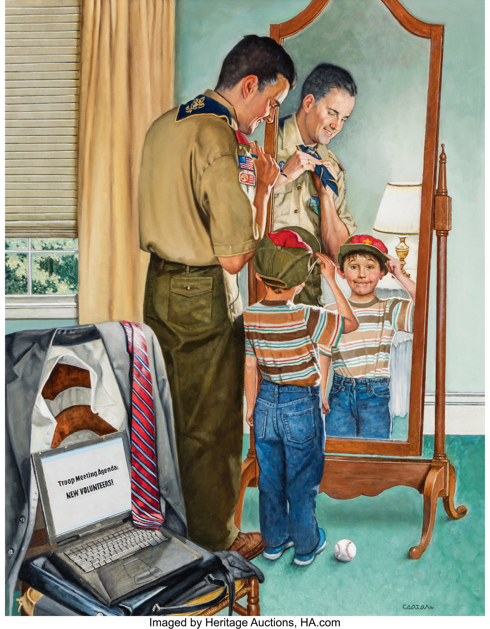 Joseph Csatari (American, 1929-2025) Year of the: Joseph Csatari (American, 1929-2025) Year of the Volunteer, 2008 Oil on canvas 32 x 25 inches (81.3 x 63.5 cm) Signed in lower right: Csatari Proper