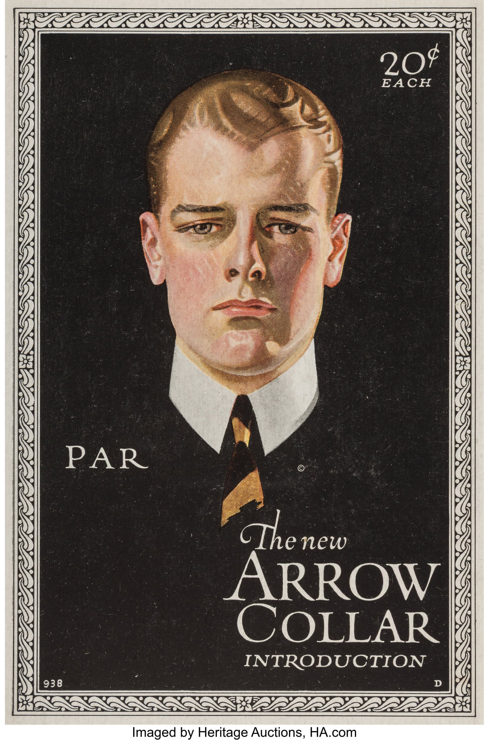 Joseph Christian Leyendecker (American, 1874-195: Joseph Christian Leyendecker (American, 1874-1951) Arrow Collar Advertisement print Offset lithograph in colors on paper 8-3/4 x 5-3/4 inches (22.2 x 14.6 cm